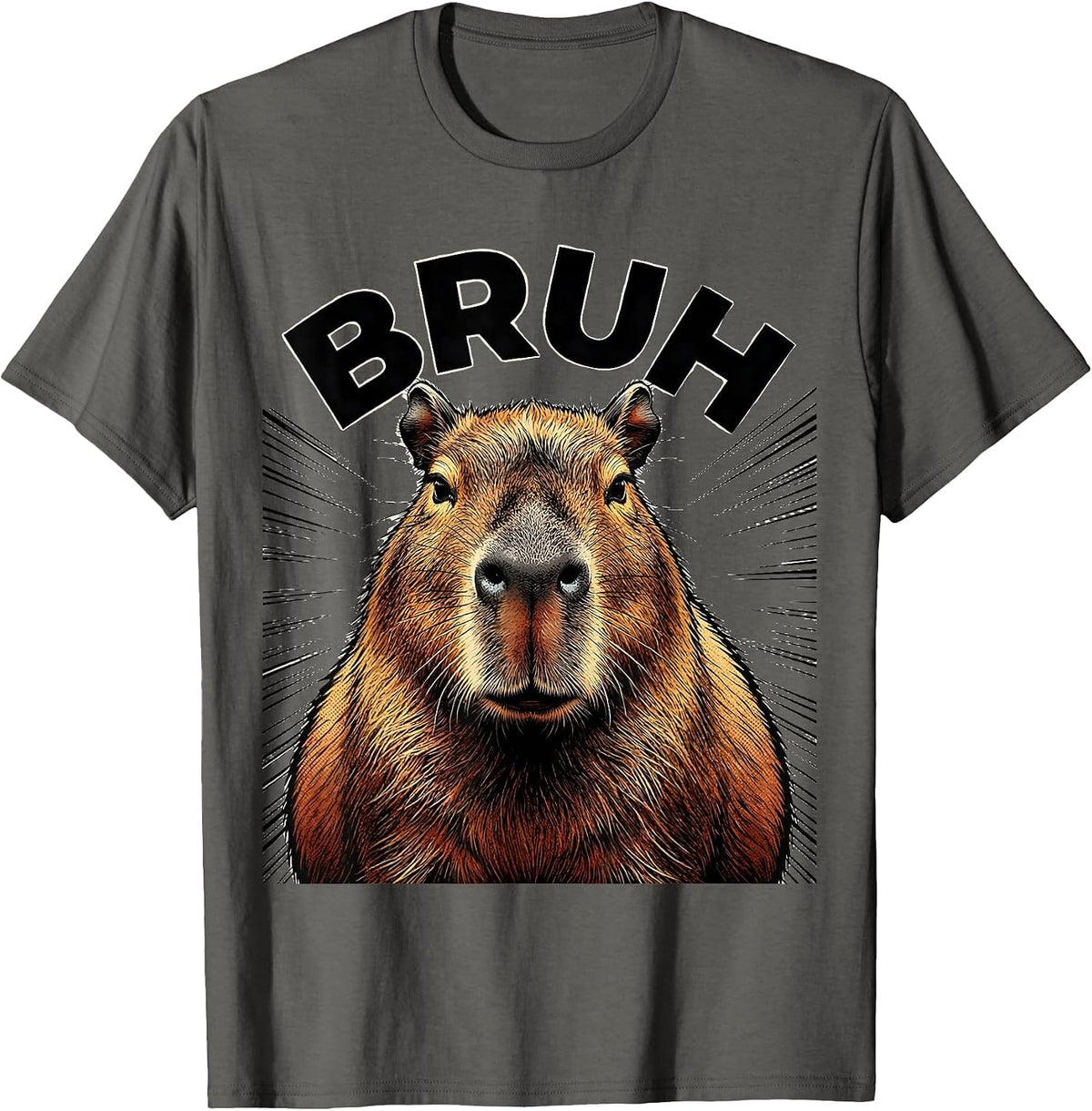 Bruh Comic Book Capybara Funny Animal Meme Lover Humor T-Shirt - Asphalt Grey