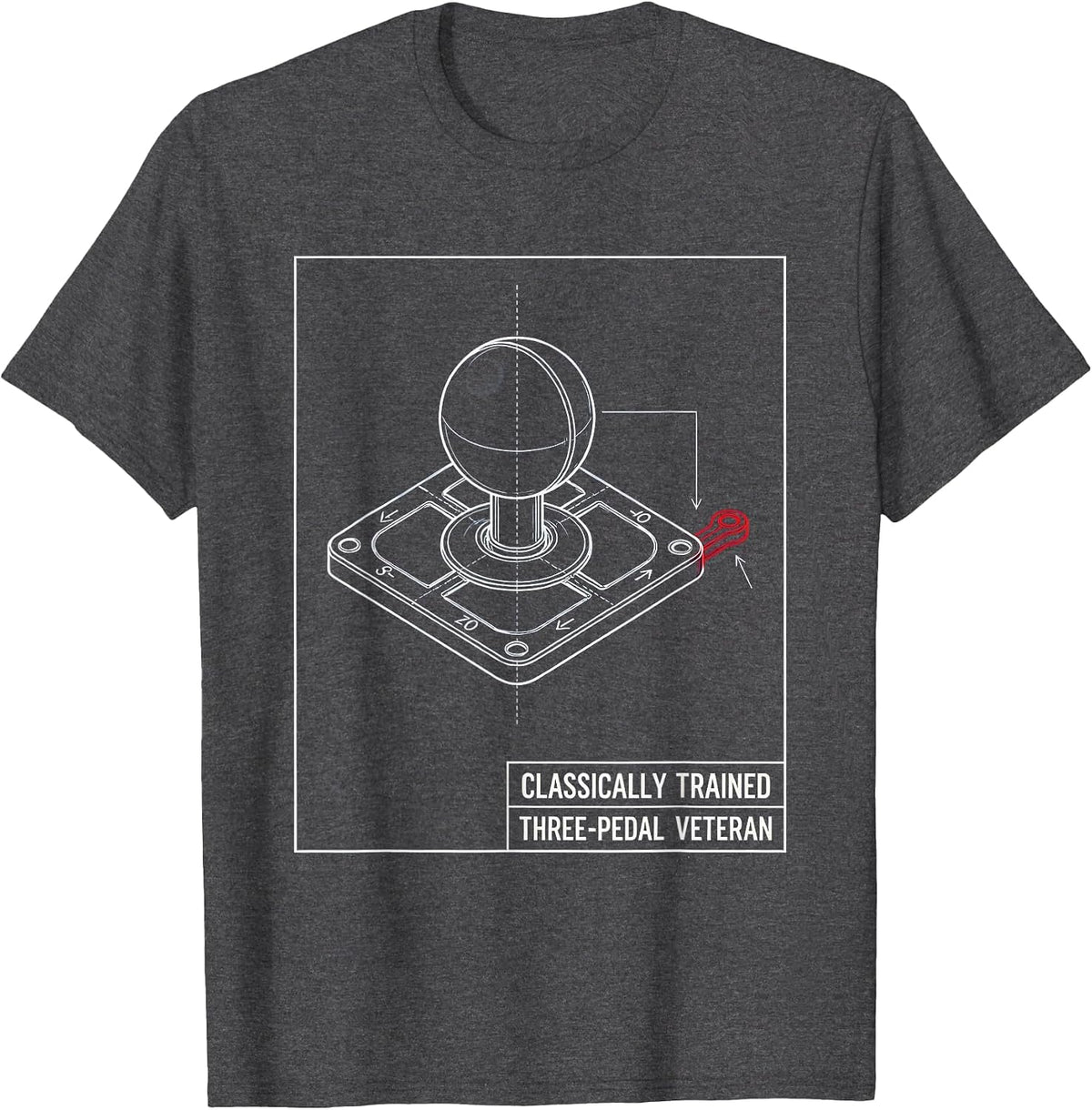 Men's Classically Trained Three-Pedal Veteran Car Guy T-Shirt - Dark Heather Grey