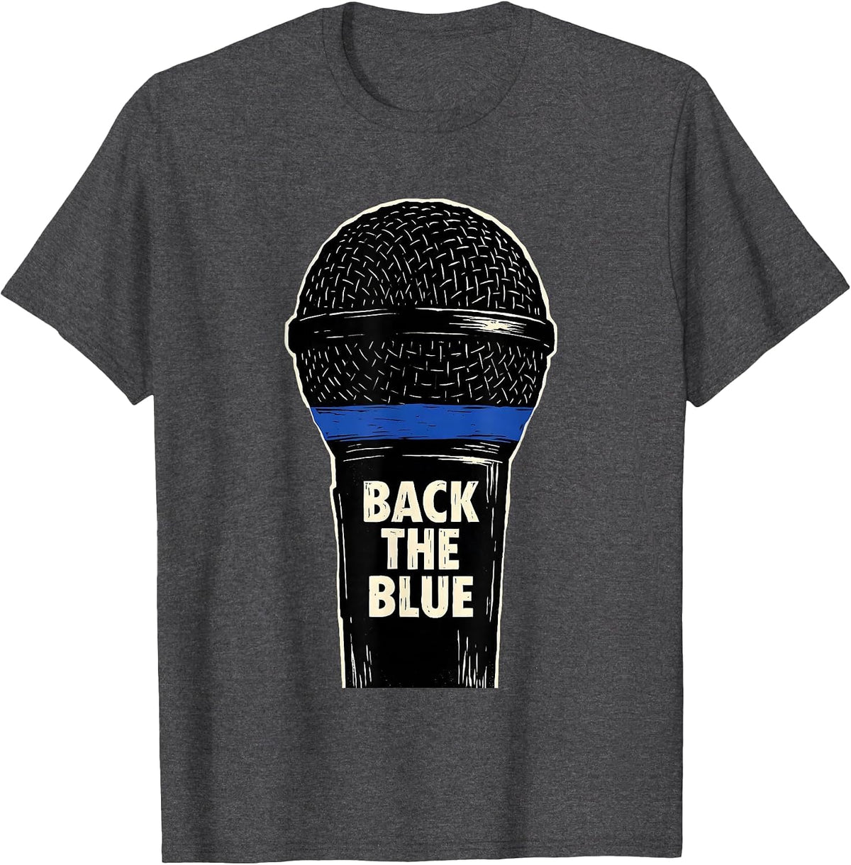 Back The Blue Thin Blue Line Police Support Law Enforcement T-Shirt - Dark Heather Grey