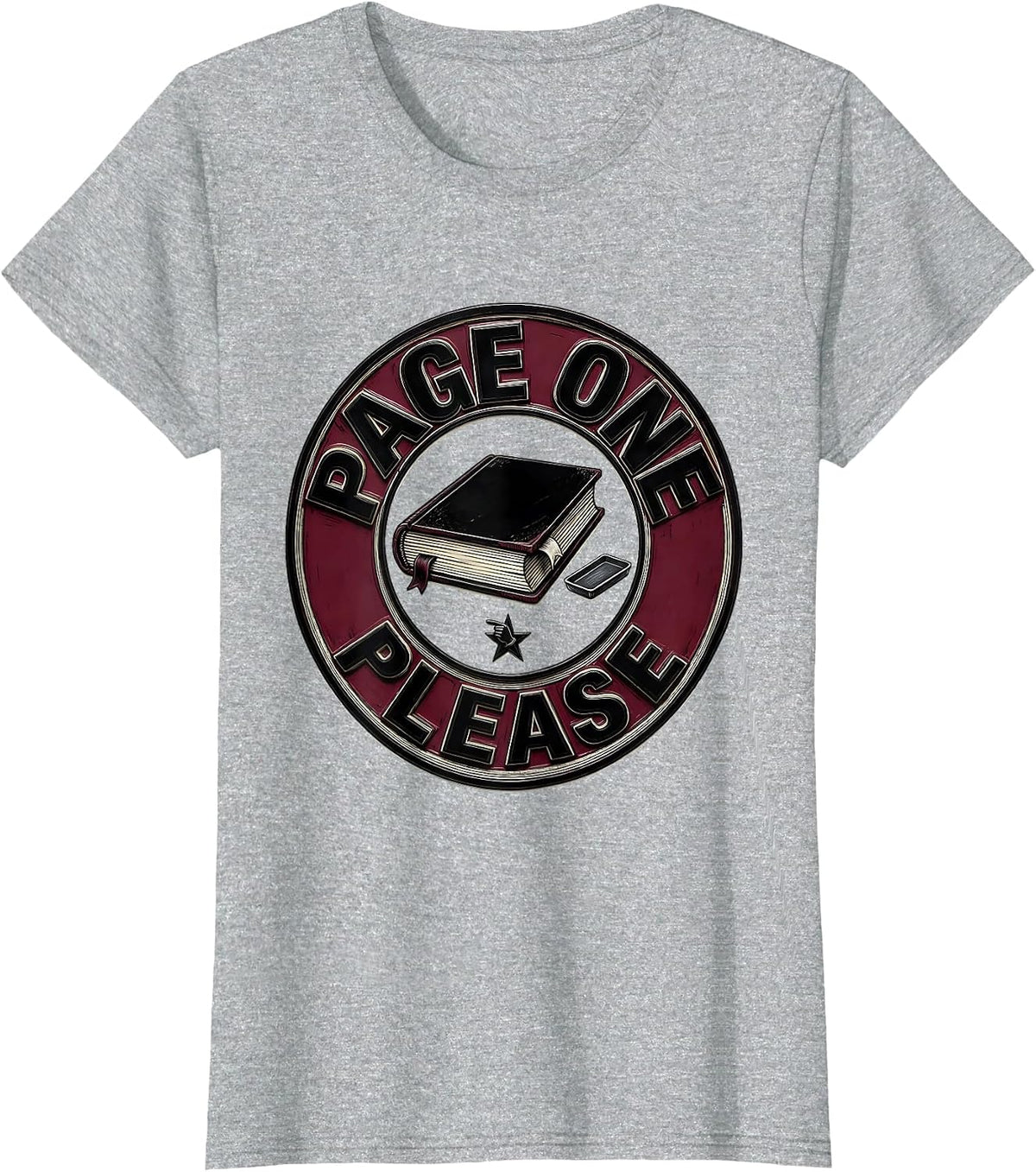 Page One Please Witty English Literature Teacher Gift T-Shirt - Heather Grey