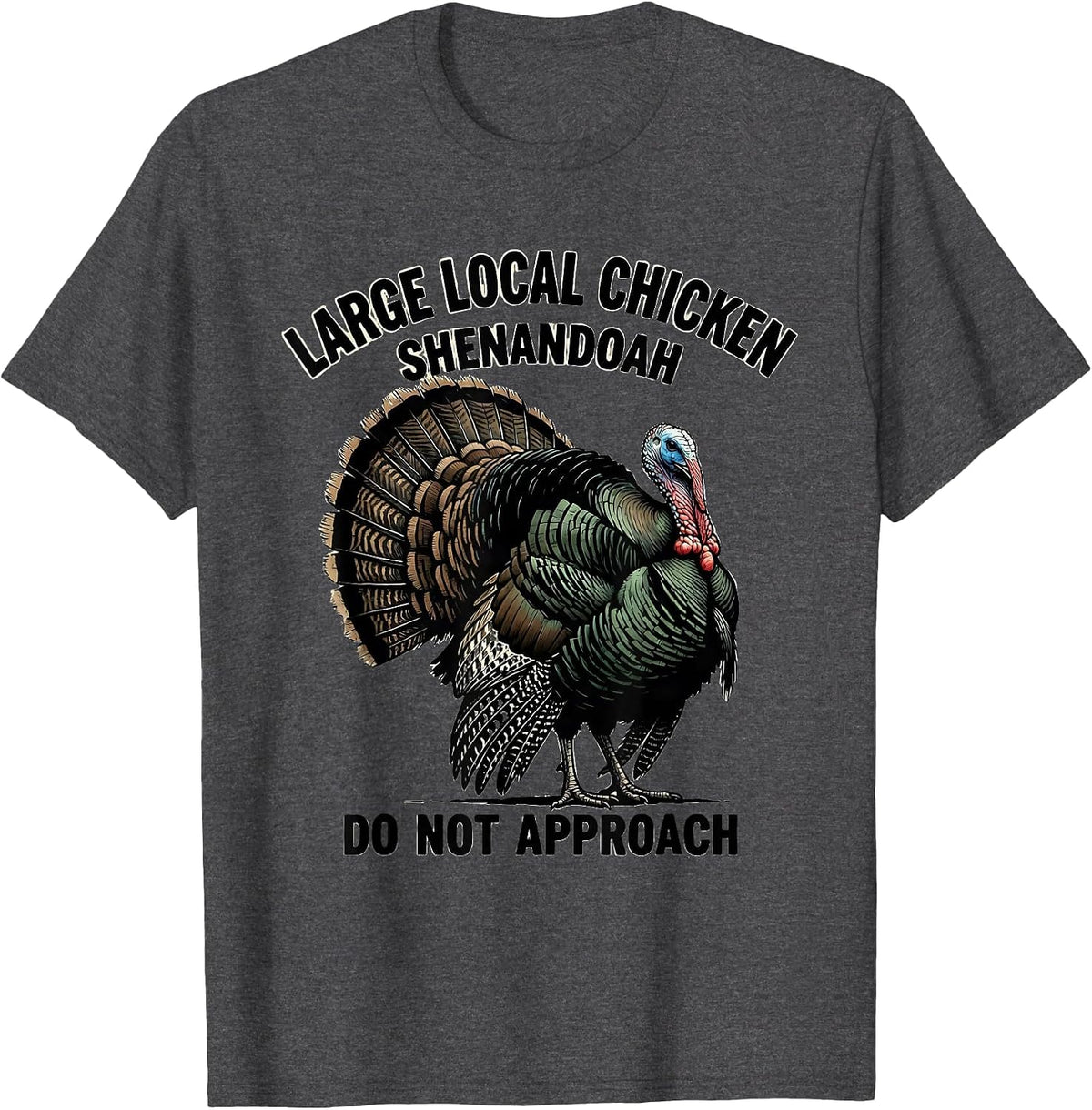Large Local Chicken, Shenandoah, Do Not Approach Retro T-Shirt - Dark Heather Grey