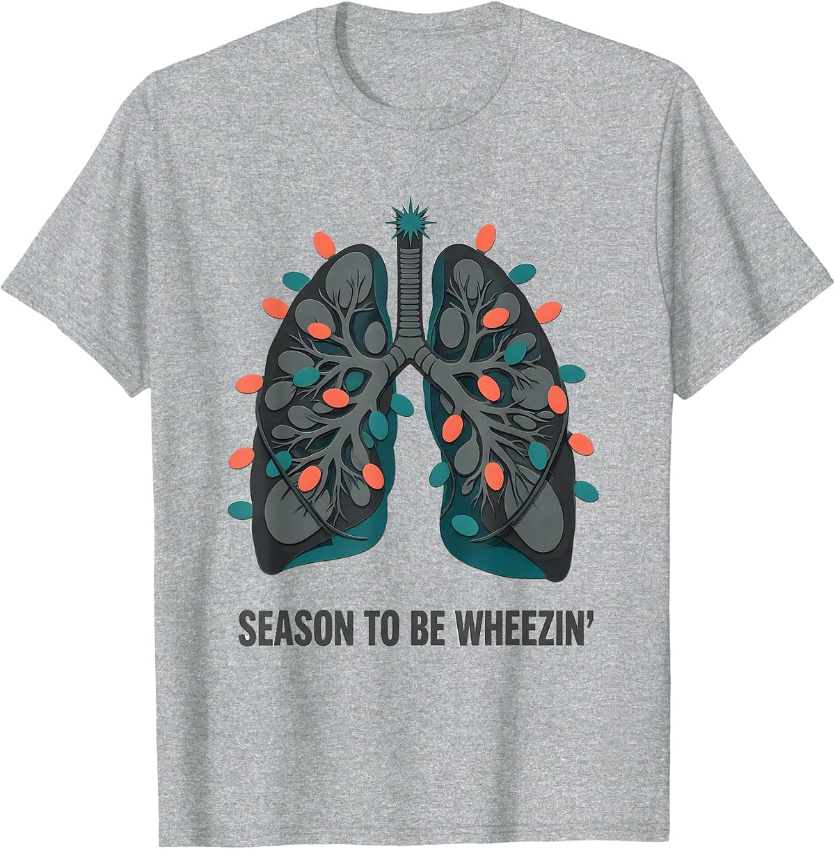 Men's Season To Be Wheezin' Midcentury Modern Respiratory T-Shirt - Heather Grey
