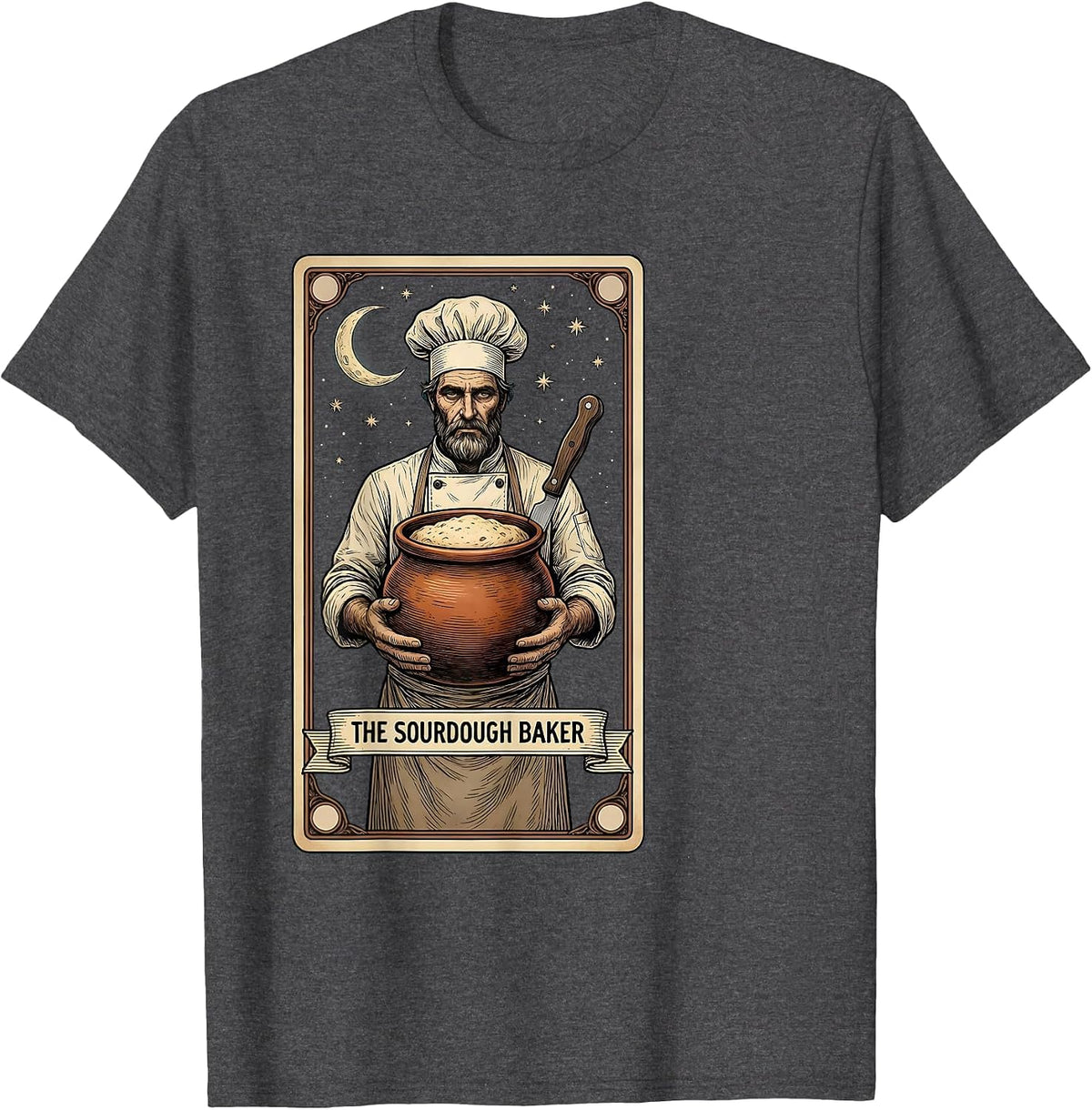 The Sourdough Baker Tarot Card Baker Humor Occult T-Shirt - Dark Heather Grey