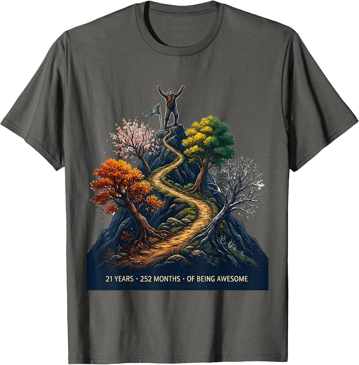 21 Years 252 Months Of Being Awesome Birthday Gift T-Shirt - Asphalt Grey