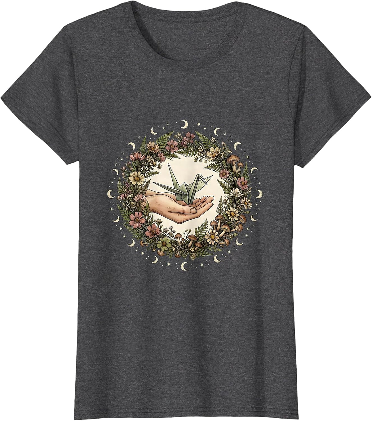Women's Origami Crane Occupational Therapy Art T-Shirt - Dark Heather Grey