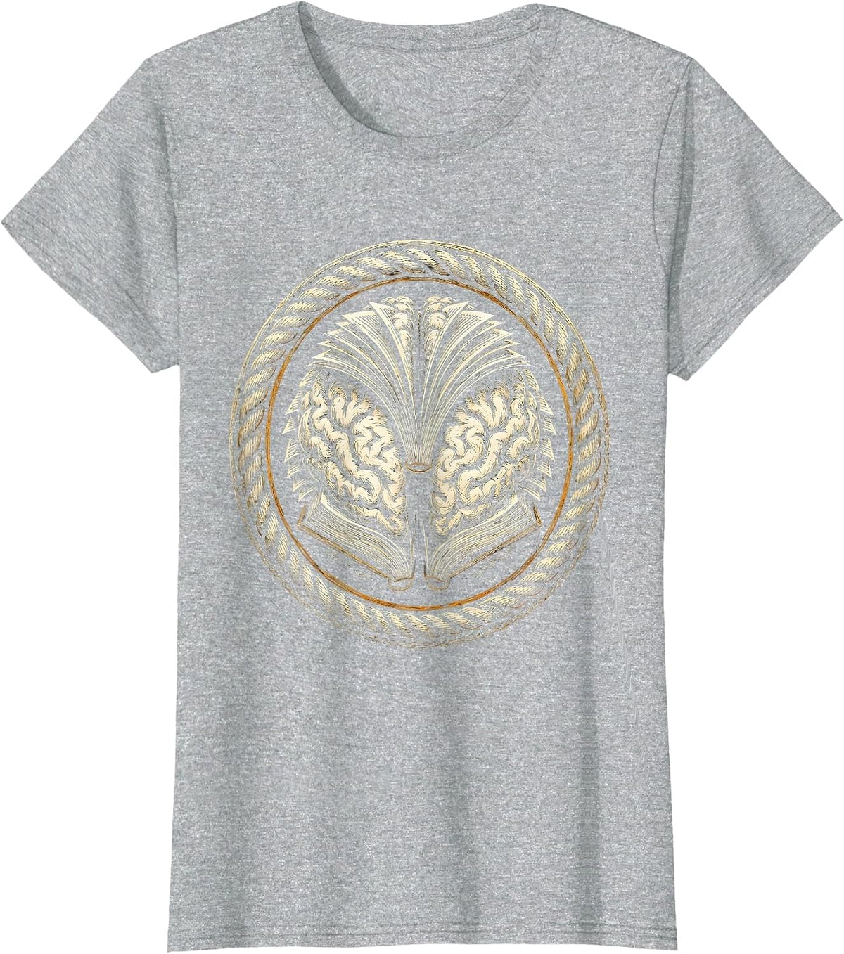 Women's English Teacher Brain Book Illustration T-Shirt - Heather Grey