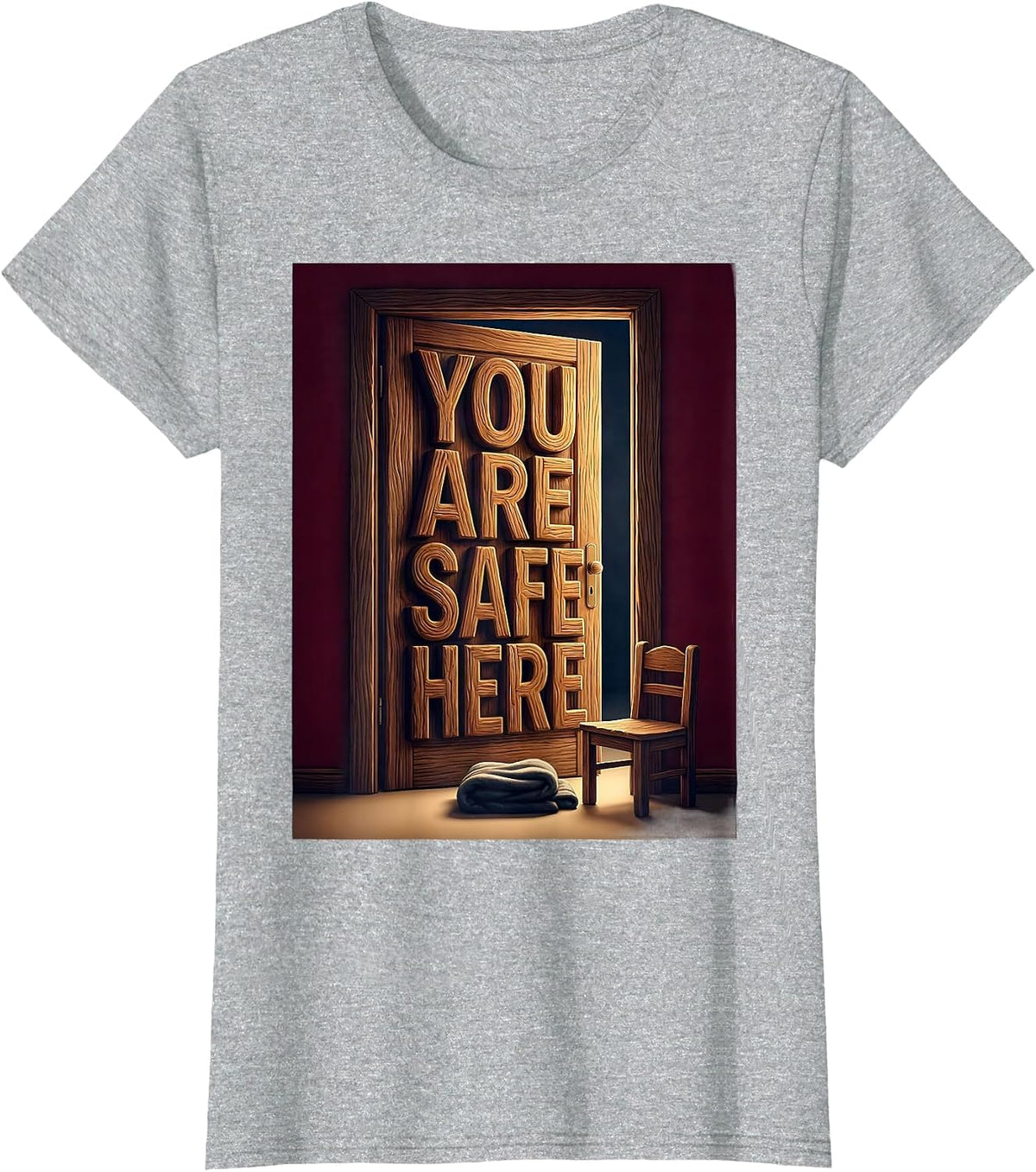 You Are Safe Here Supportive Counseling Mental Health T-Shirt - Heather Grey