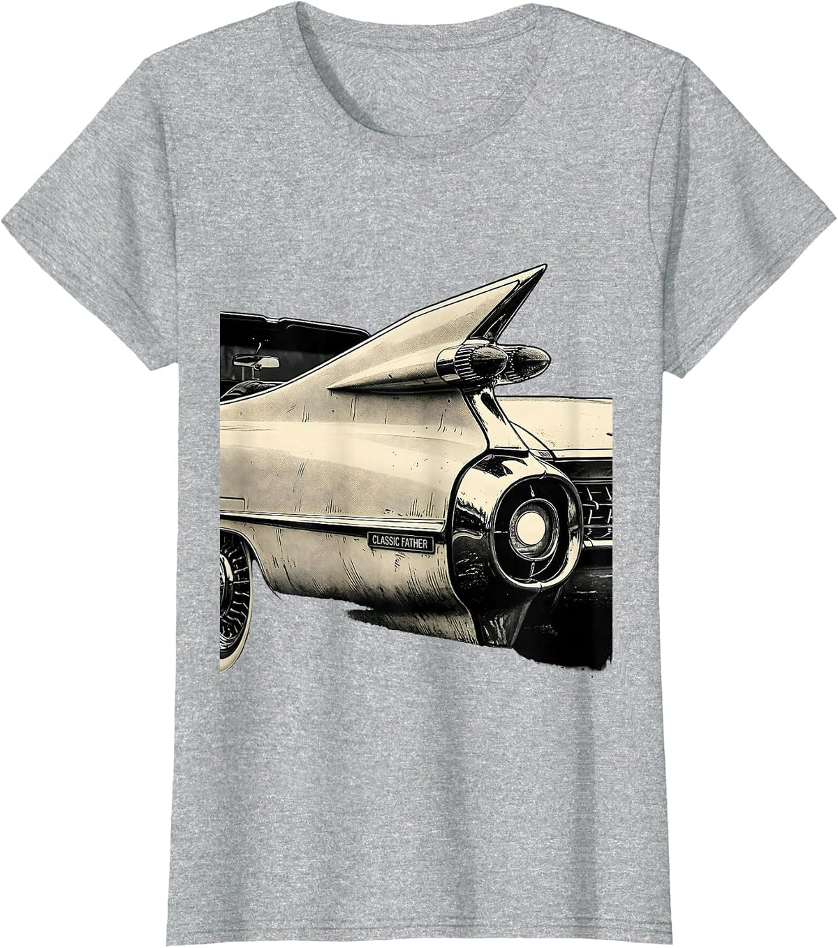 Classic Father Funny Old Man Guy Classic Car Graphic T-Shirt - Heather Grey