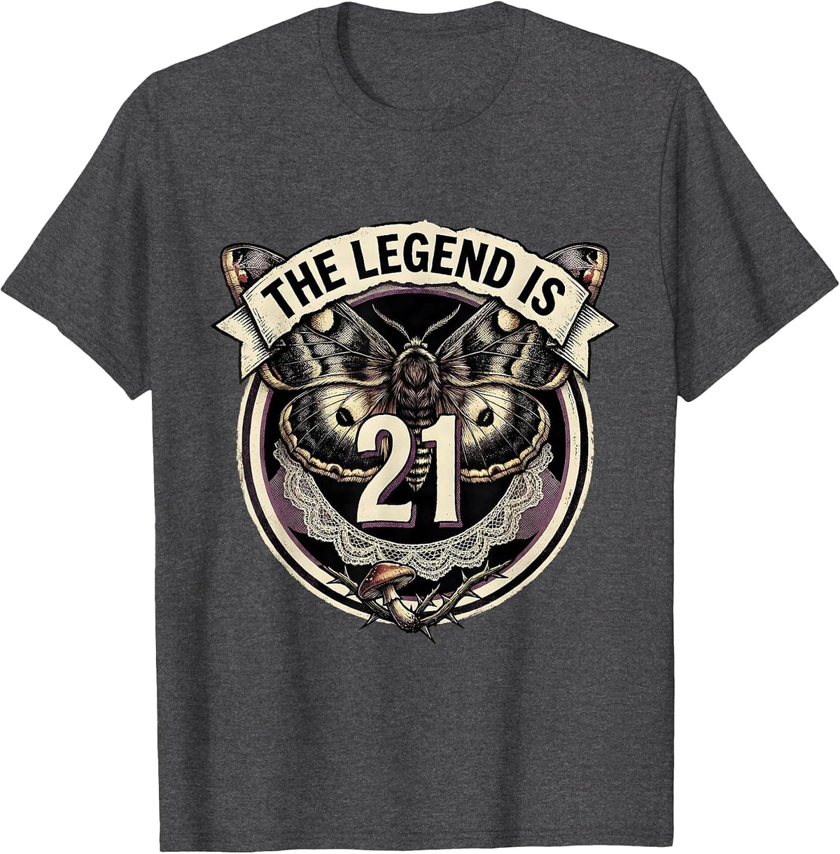 The Legend Is 21 Birthday Celebration Design T-Shirt - Dark Heather Grey