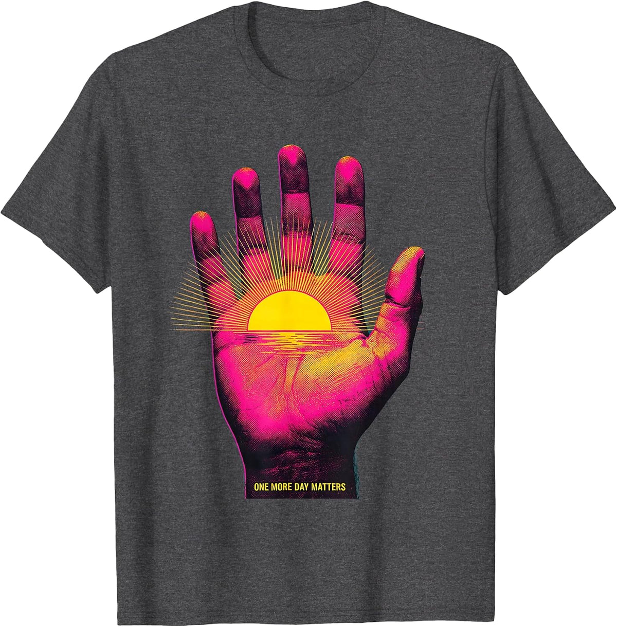 Men's One More Day Matters Suicide Prevention Design T-Shirt - Dark Heather Grey