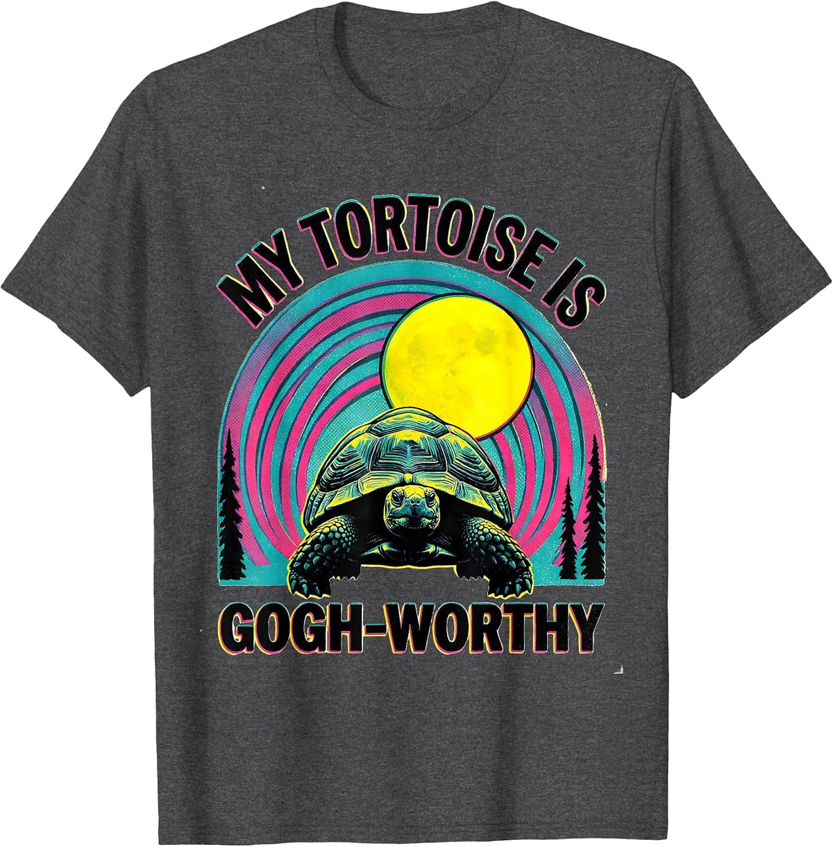 My Tortoise Is Gogh-Worthy Risograph Animal Lover Gift T-Shirt - Dark Heather Grey