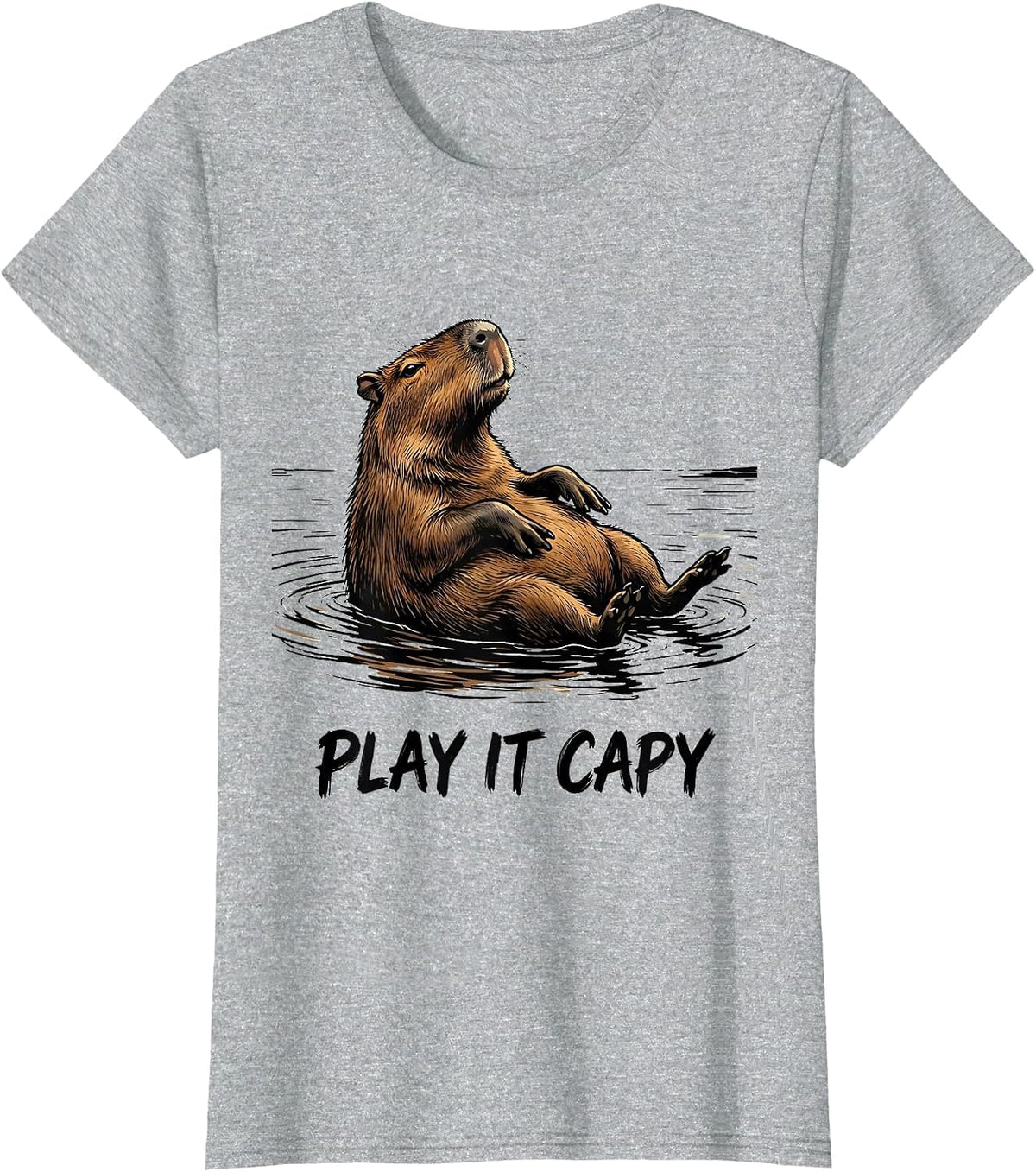 Play It Capy Funny Capybara Animal Meme Humor T-Shirt - Heather Grey