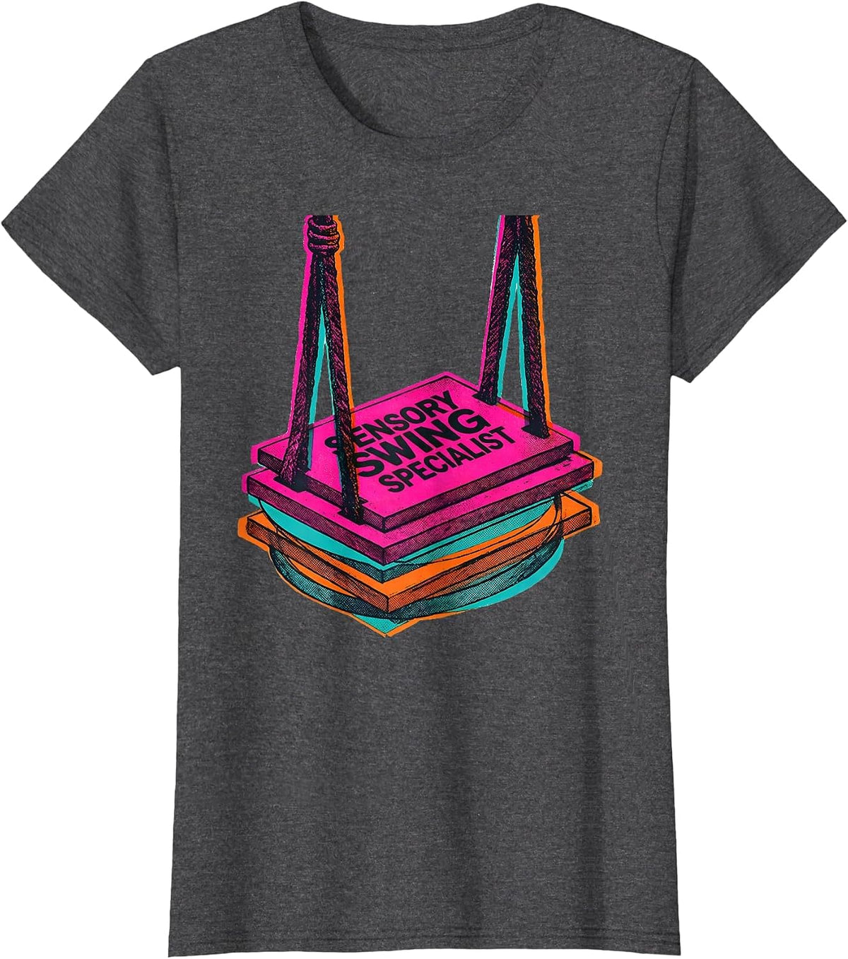 Women's Sensory Swing Specialist Playful Occupational Therapy OT T-Shirt - Dark Heather Grey