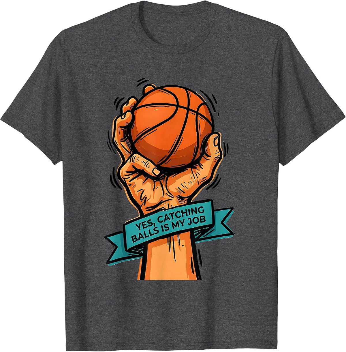 Men's Yes, Catching Balls Is My Job Occupational Therapy Physical T-Shirt - Dark Heather Grey