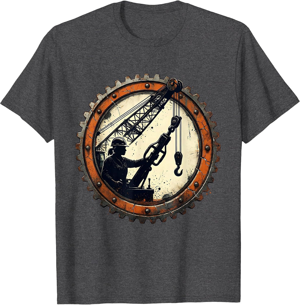 Labor Day Dock Worker Crane Operator Graphic T-Shirt - Dark Heather Grey