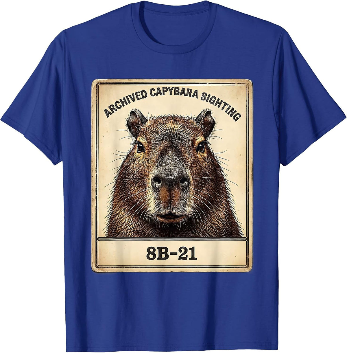 Men's Archived Capybara Sighting 8B-21 Funny Vintage Animal Meme T-Shirt - Royal Blue