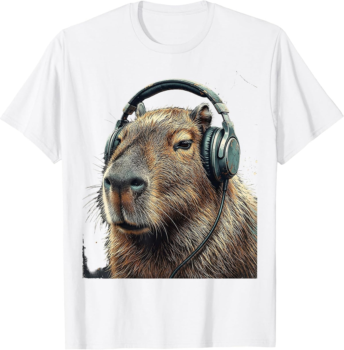 Men's Capybara Gamer Distressed Meme Humor T-Shirt - White