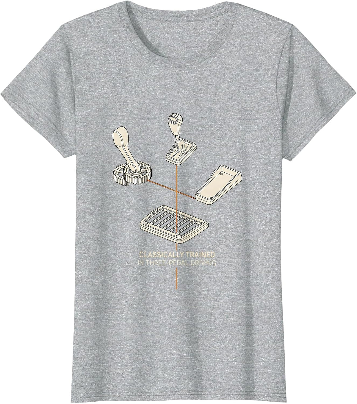 Classically Trained In Three-Pedal Driving Car Guy T-Shirt - Heather Grey