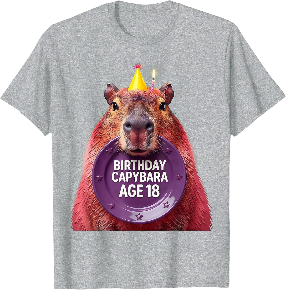 Men's Birthday Capybara Age 18 Kawaii Pun Gift T-Shirt - Heather Grey