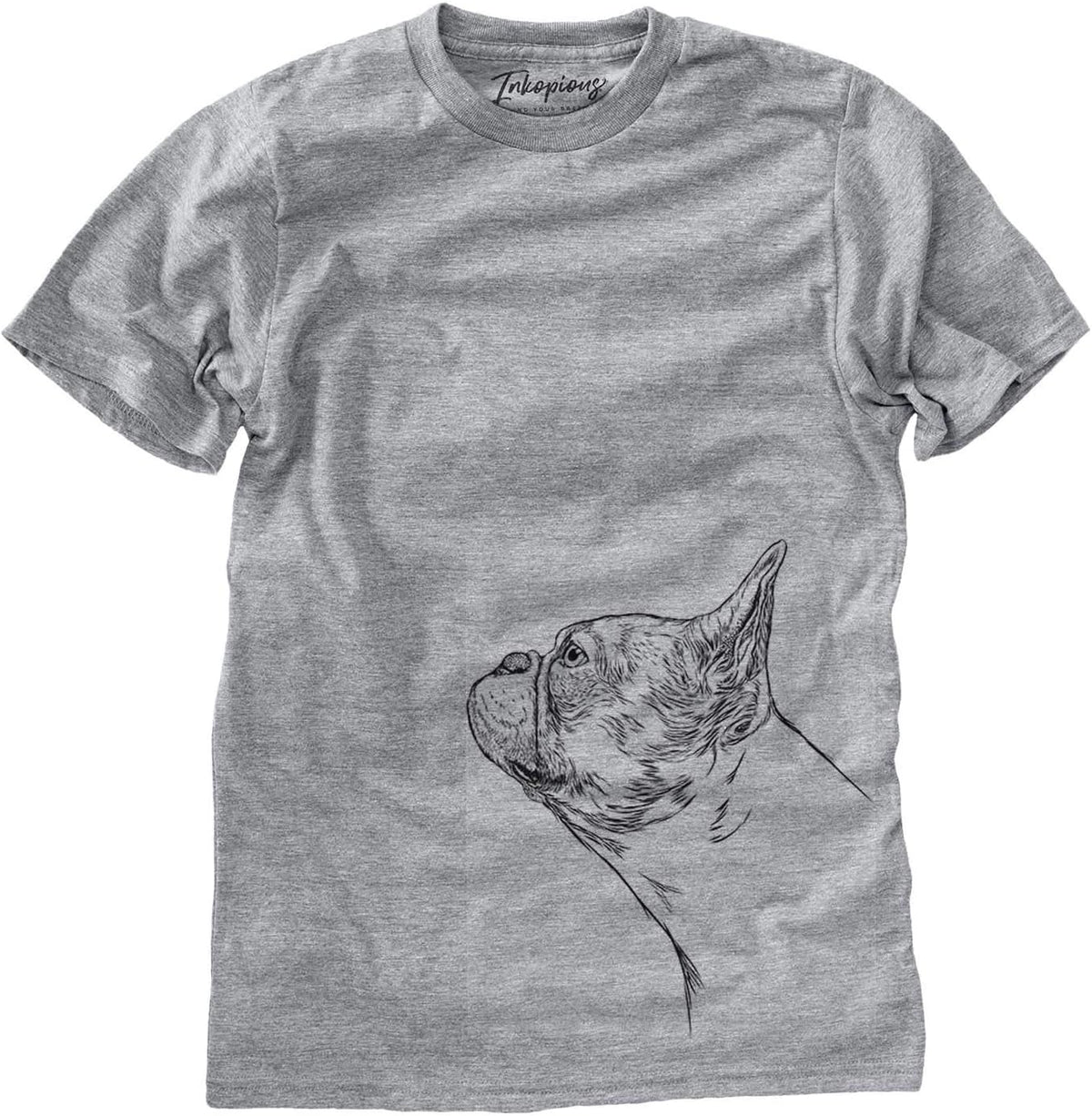 Inkopious French Bulldog Profile Triblend T-Shirt - Unisex Grey Crew Neck