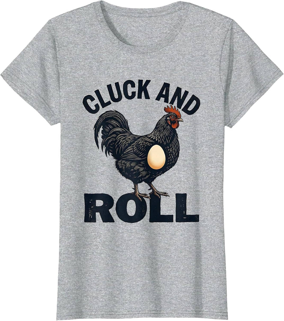 Women's Cluck And Roll Funny Chicken Farm Family Humor Poultry T-Shirt - Heather Grey
