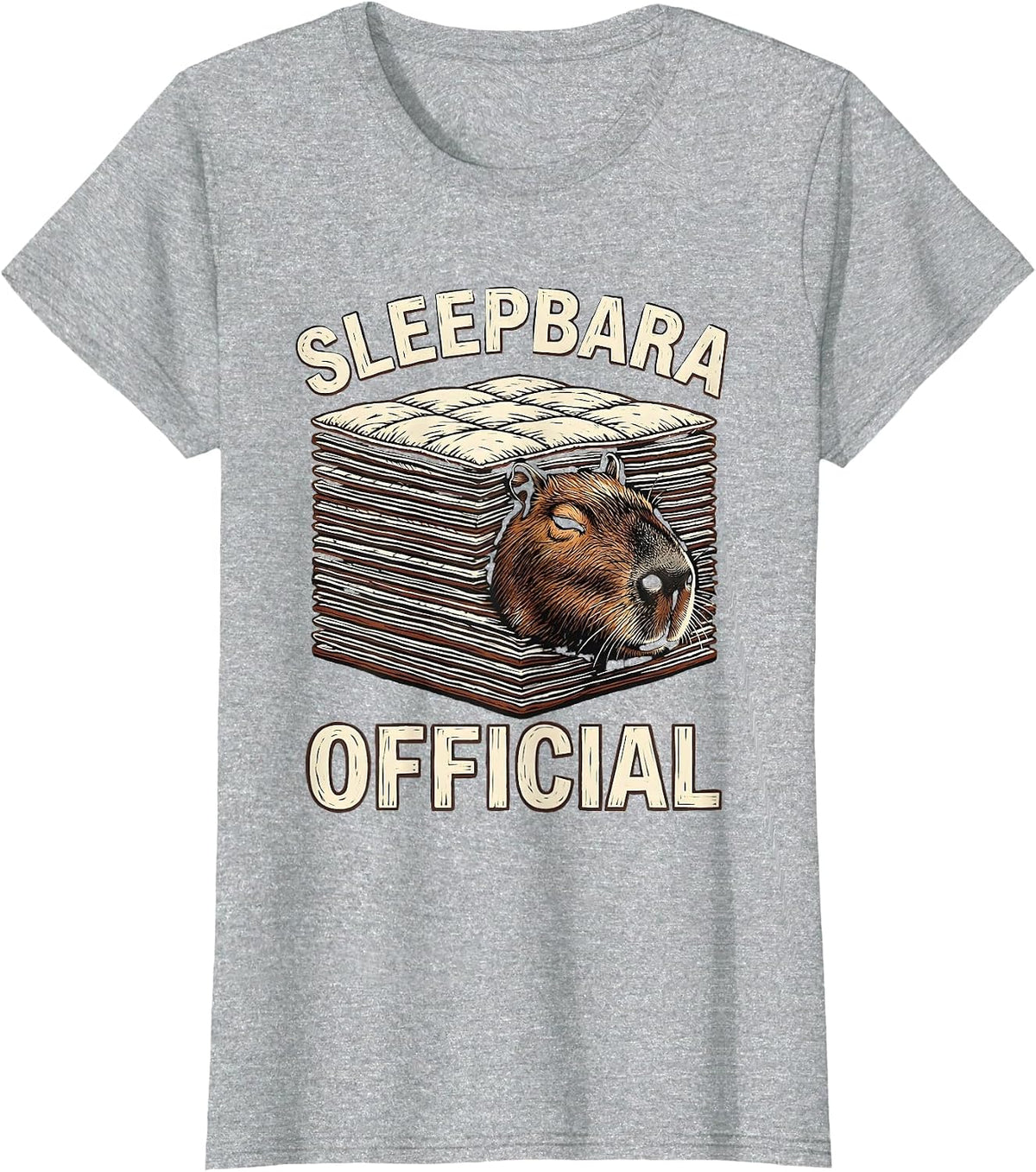 Women's Sleepbara Official Cute Capybara Pajama Kids Sleepwear Humor T-Shirt - Heather Grey