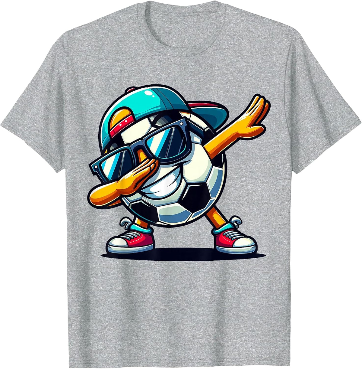 Dabbing Soccer Ball Player T-Shirt - Heather Grey
