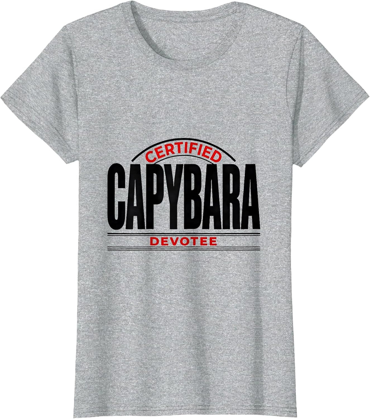Women's Certified Capybara Devotee Funny Animal Lover Humor T-Shirt - Heather Grey