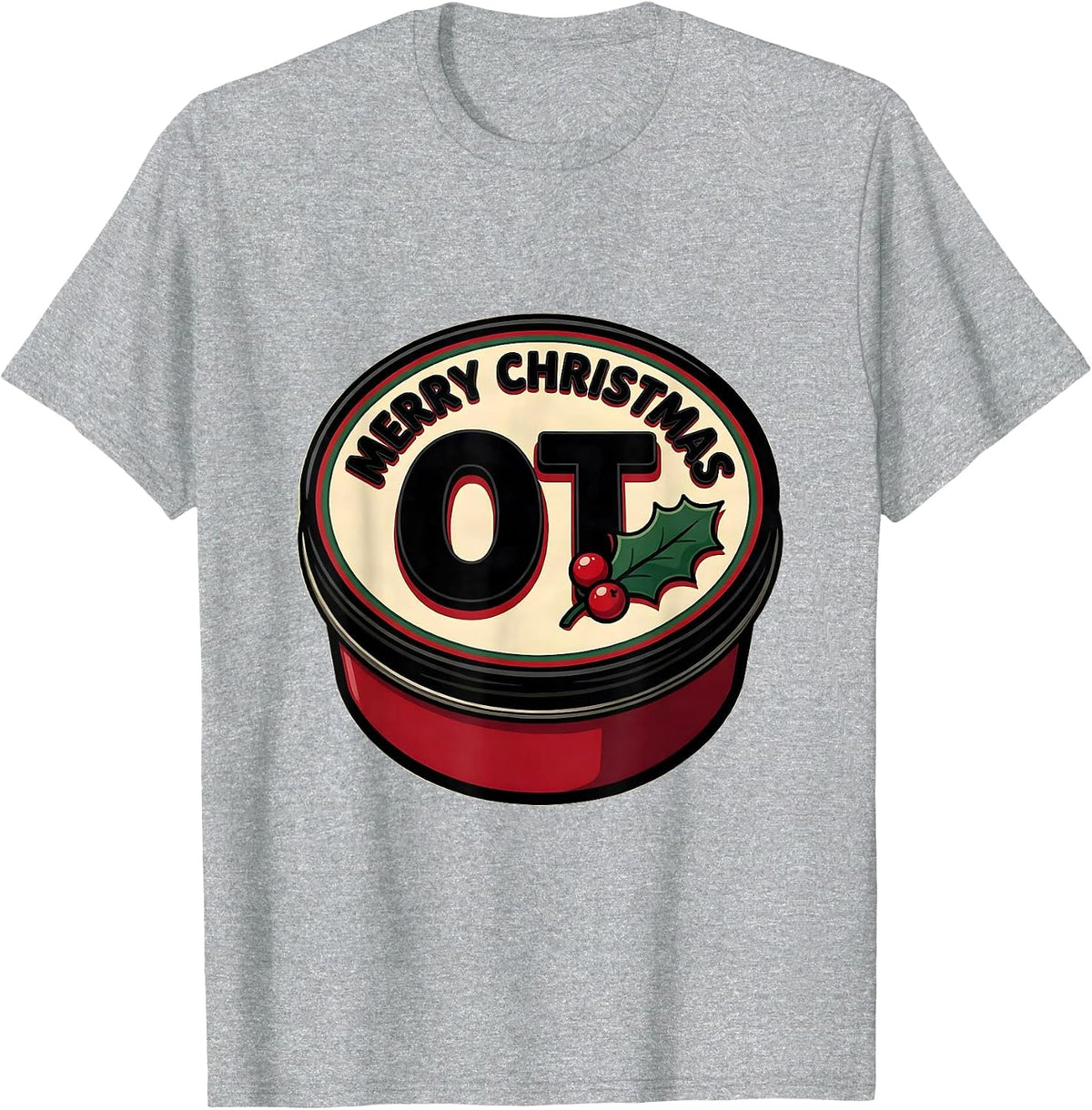 Men's Merry Christmas, OT Funny Occupational Therapy Workplace T-Shirt - Heather Grey