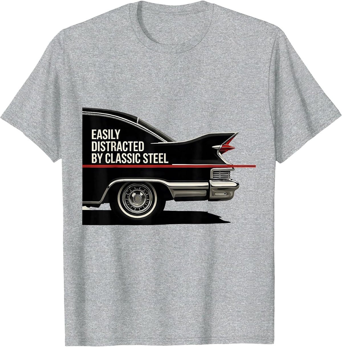 Men's Easily Distracted By Classic Steel Funny Classic Car Guy T-Shirt - Heather Grey