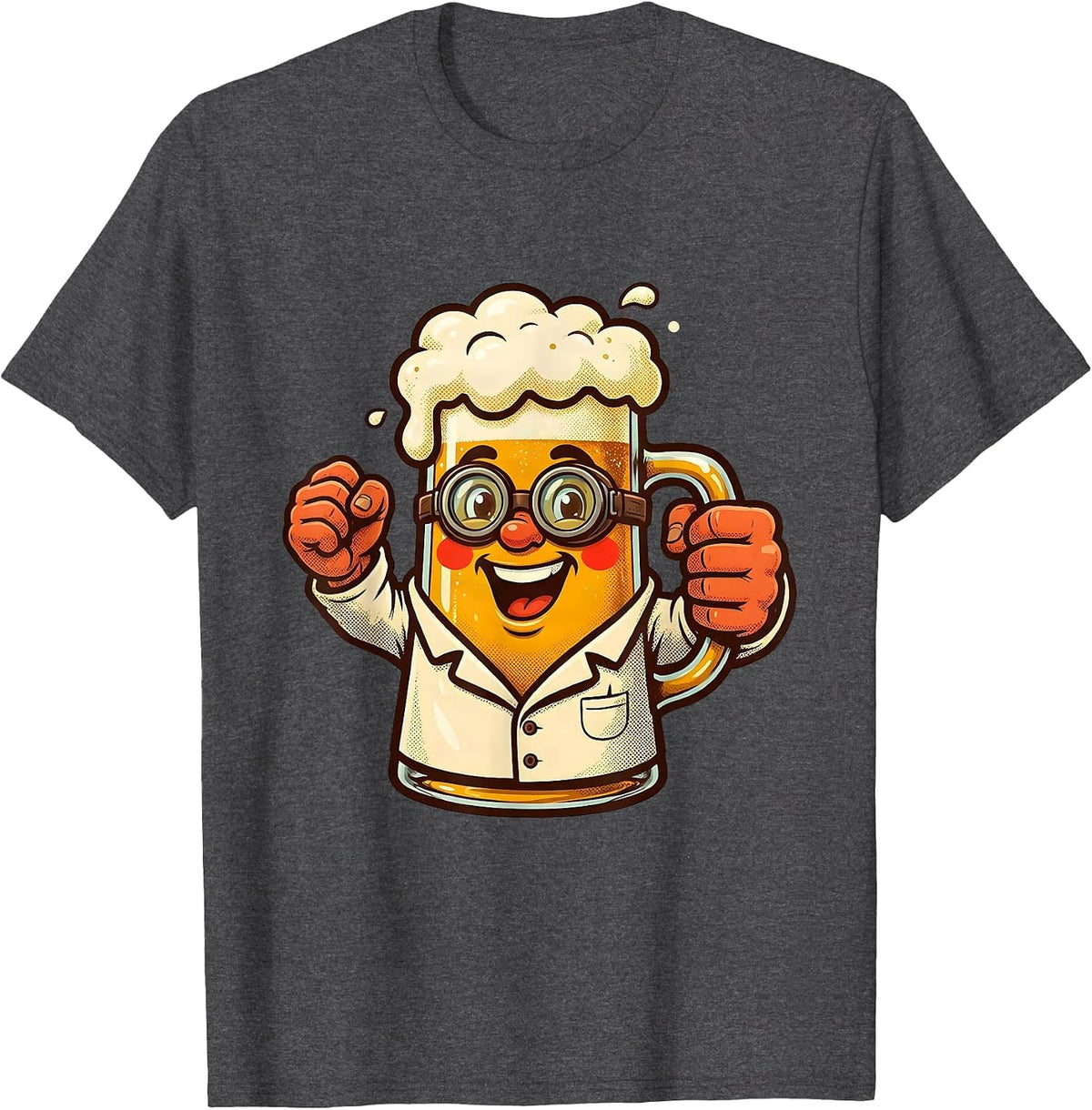 Woman Scientist Glowing Beer Potion Illustration T-Shirt - Dark Heather Grey
