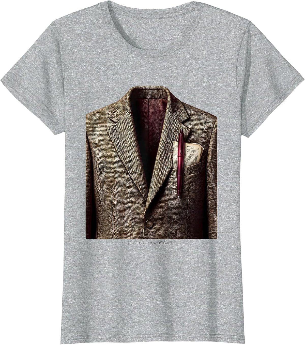 Oxford Comma Or Bust English Teacher Design T-Shirt - Heather Grey
