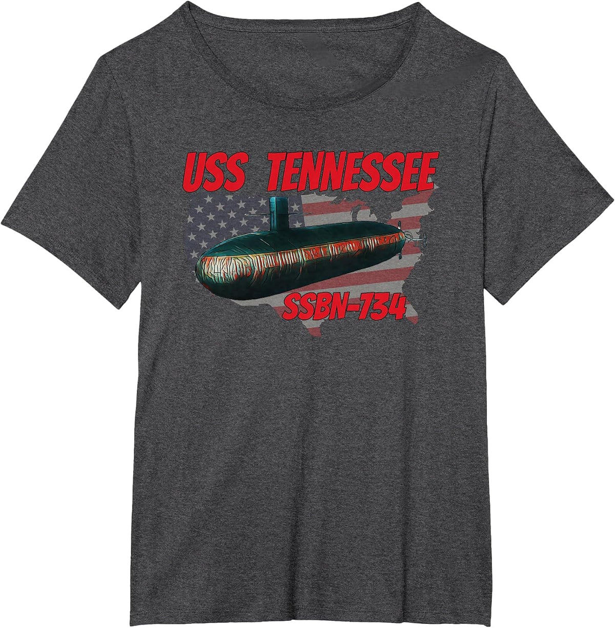 USS Tennessee SSBN-734 Submarine Veterans Day Father Grandpa T-Shirt - Dark Heather Grey