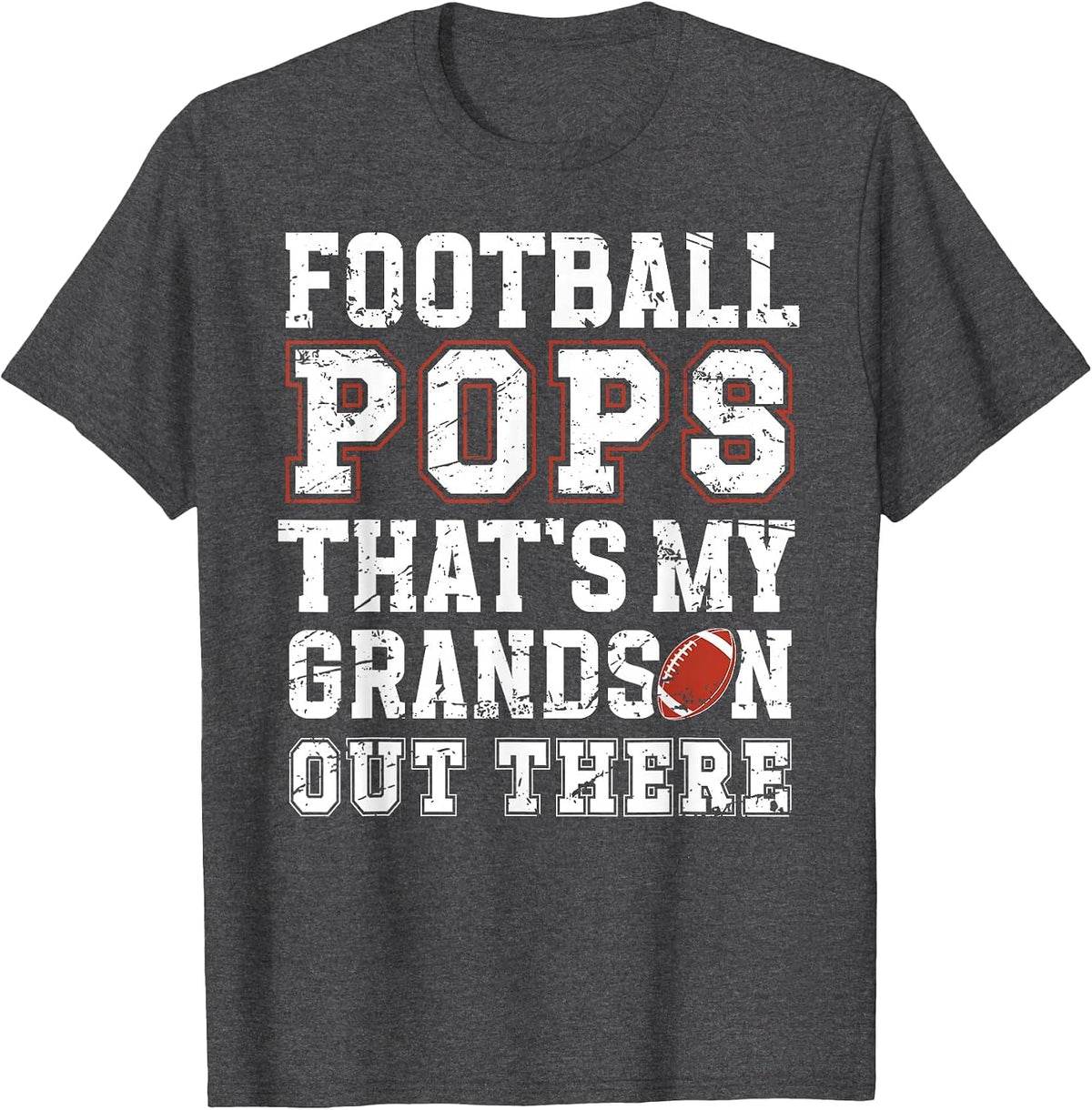 Proud Football Pops of A Football Player Pops T-Shirt - Dark Heather Grey