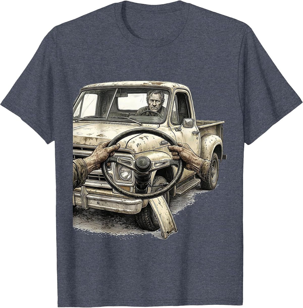 Vintage Pickup Classic Car Guy Humor T-Shirt - Heather Blue