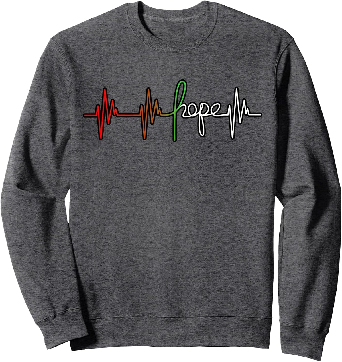Hope Heartbeat Mental Health Awareness Supporter Graphic Sweatshirt - Adult Unisex Dark Heather Grey