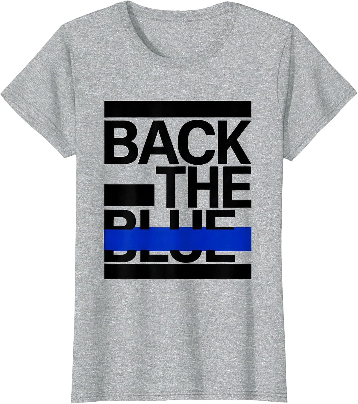Women's Back The Blue Thin Blue Line Police Support Law Enforcement T-Shirt - Heather Grey