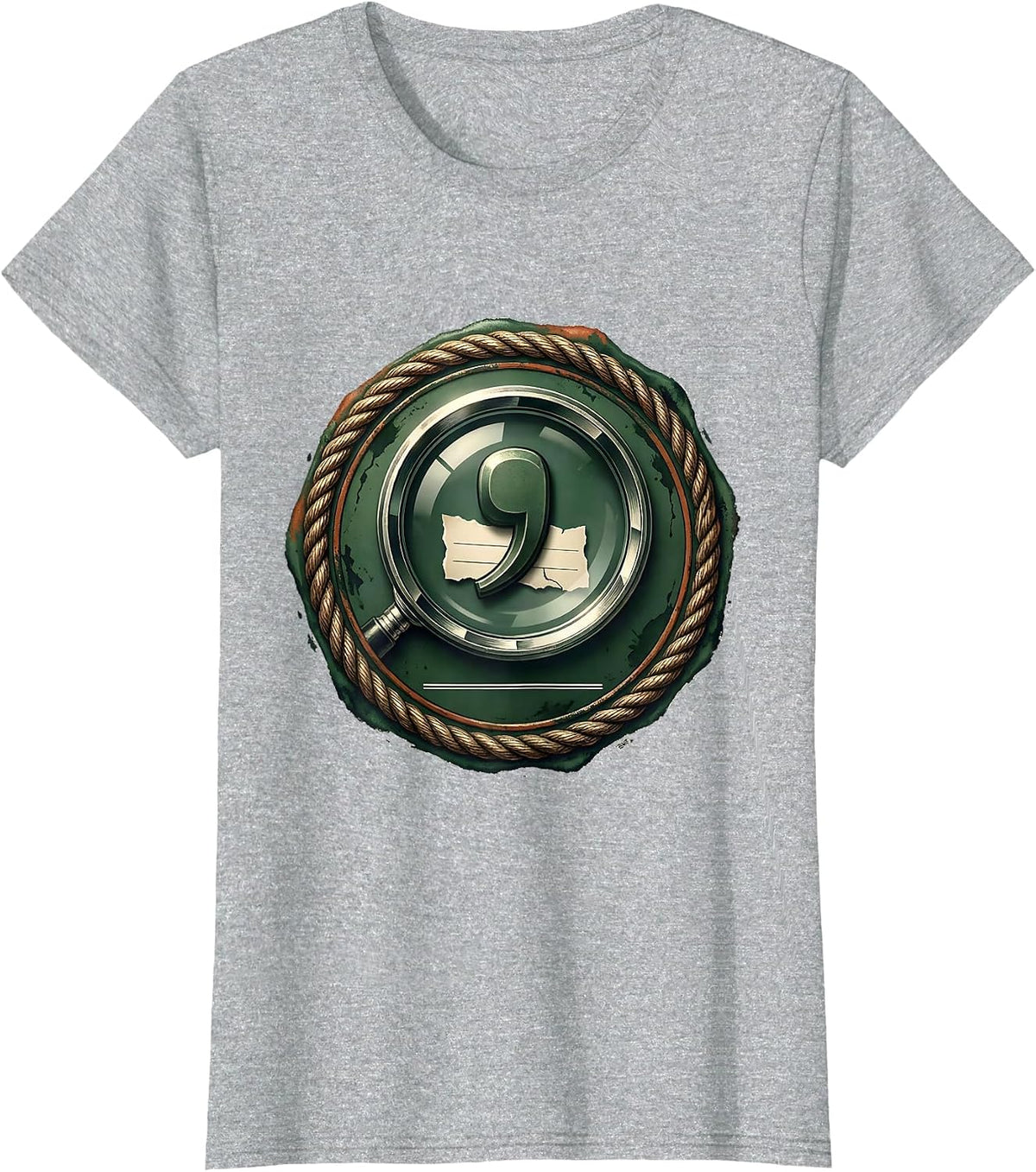 Vintage Grammar Teacher Punctuation Seal Badge T-Shirt - Heather Grey