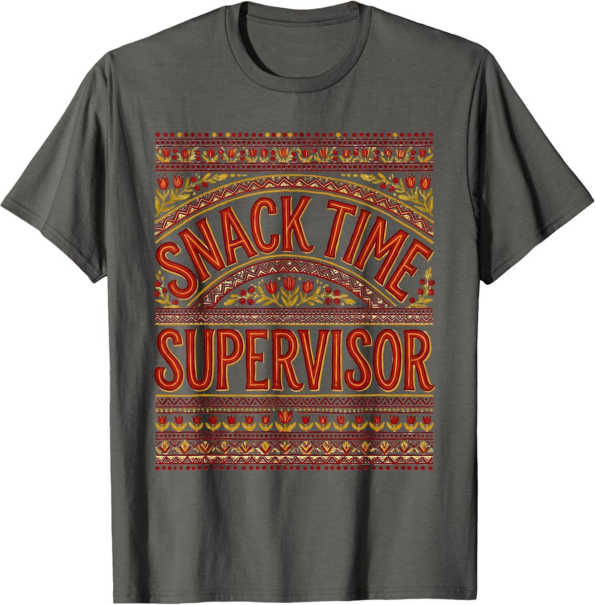 Snack Time Supervisor Prek Teacher Design T-Shirt - Asphalt Grey