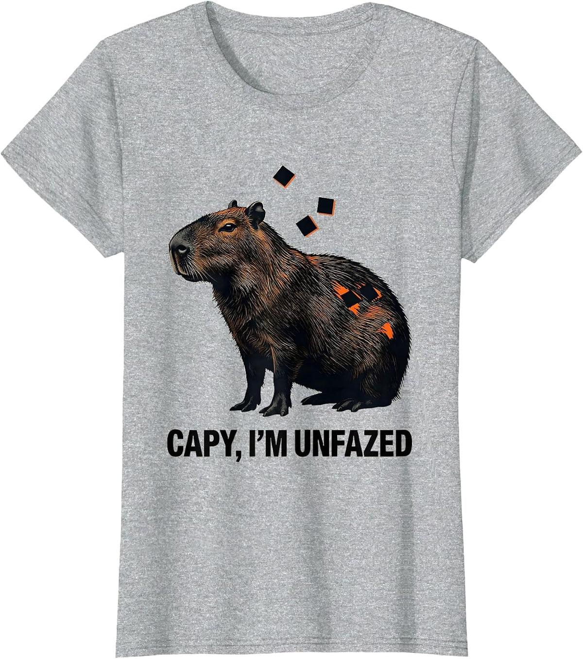Capy, I'm Unfazed Funny Capybara Animal Meme Humor T-Shirt - Heather Grey