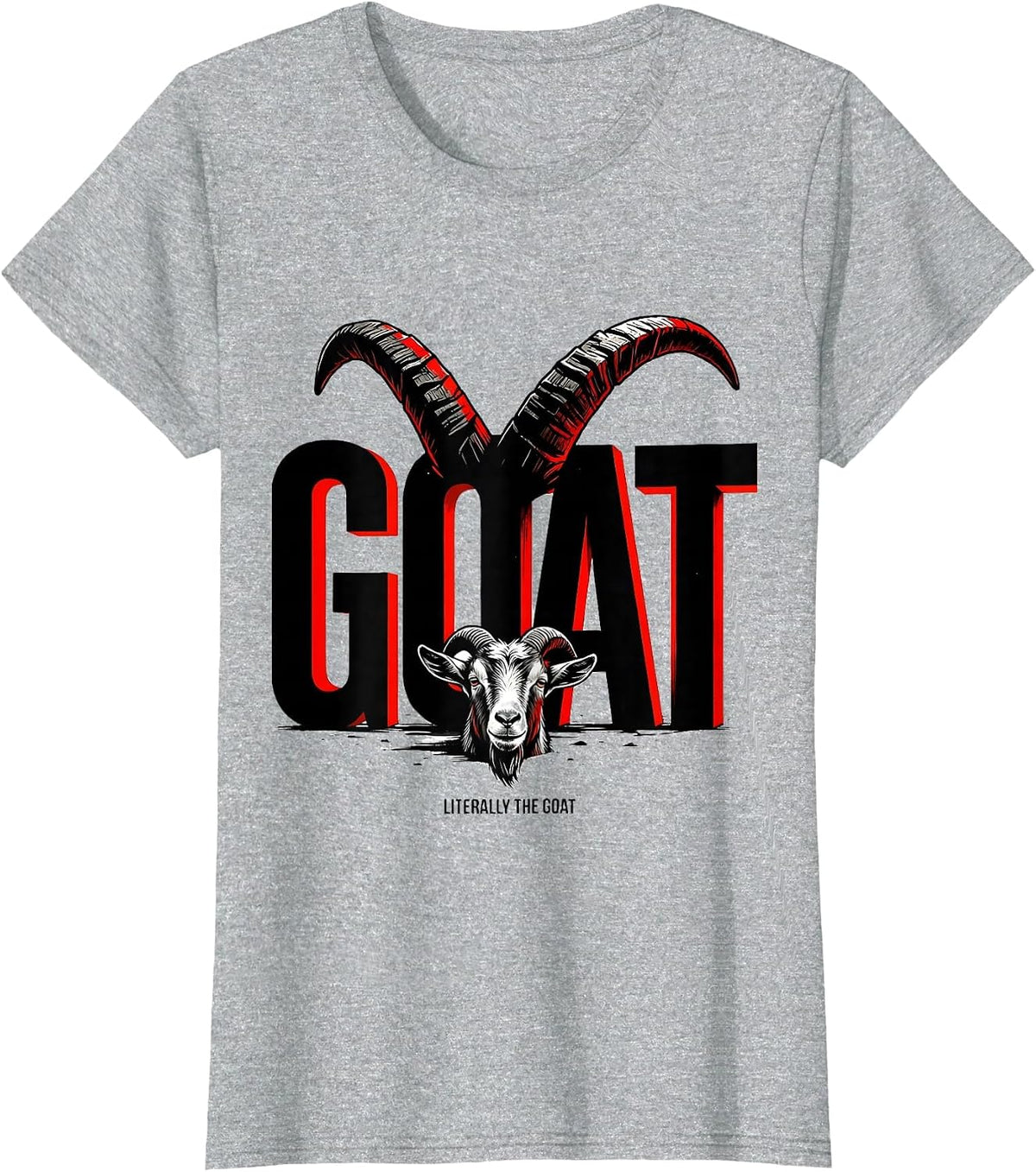 Women's Literally The GOAT Heavy Geometric Block Typography Goat T-Shirt - Heather Grey