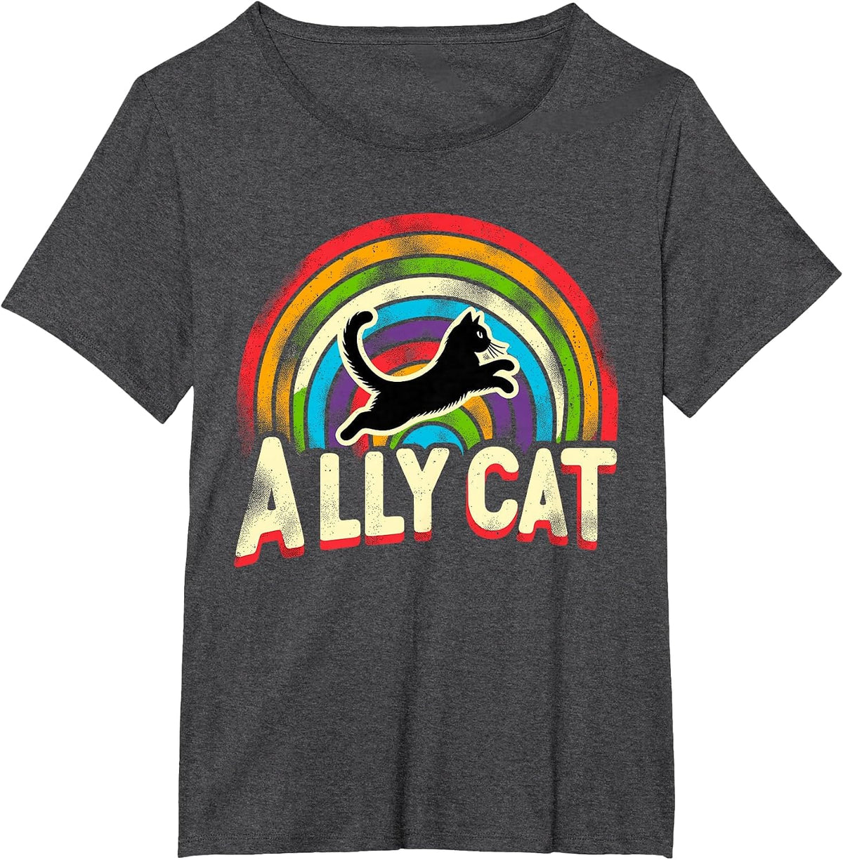 Ally cat LGBT Pride Cat T-Shirt - Dark Heather Grey