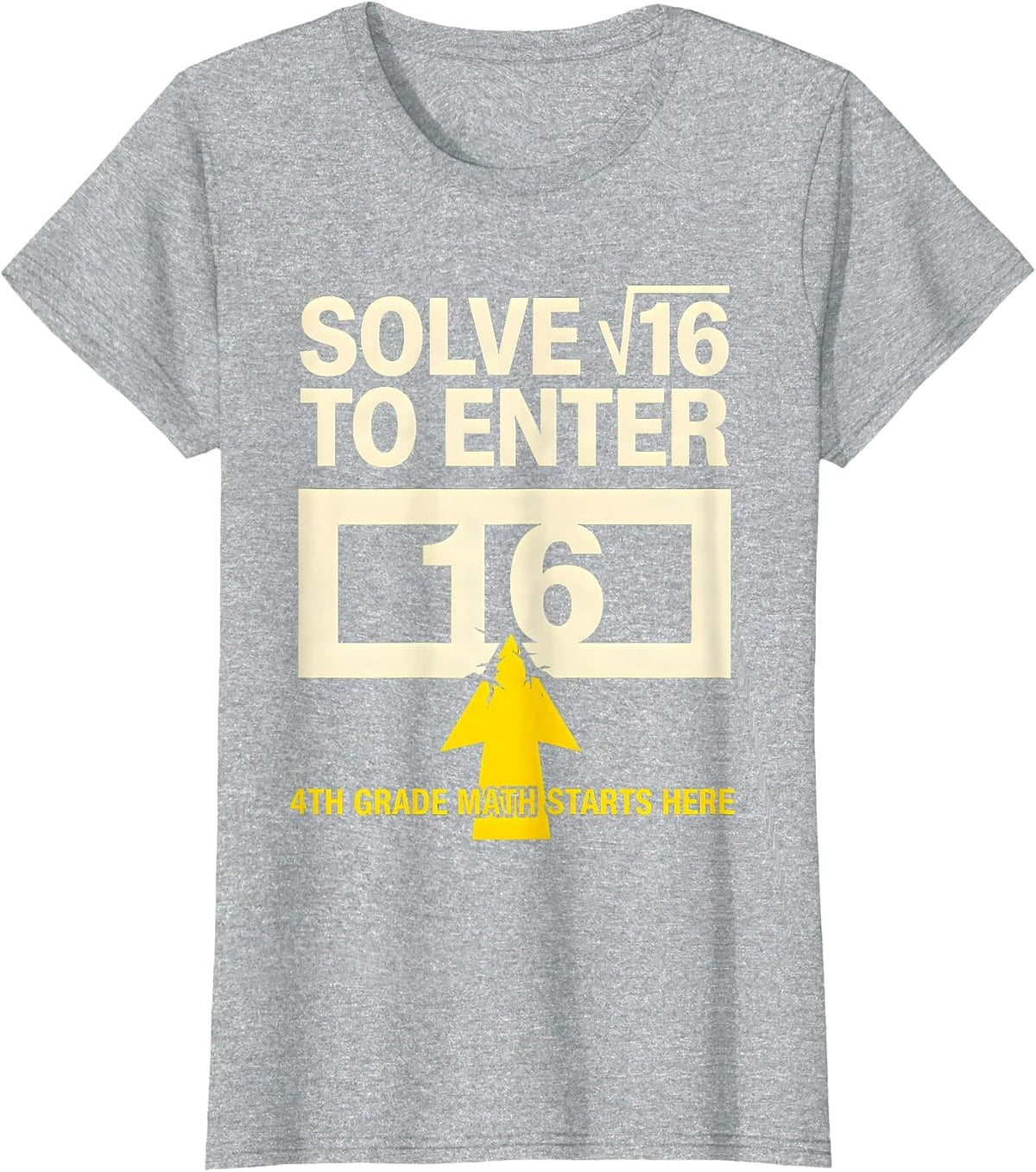 Solve √16 To Enter — 4th Grade Math Starts Here Math Teacher T-Shirt - Heather Grey