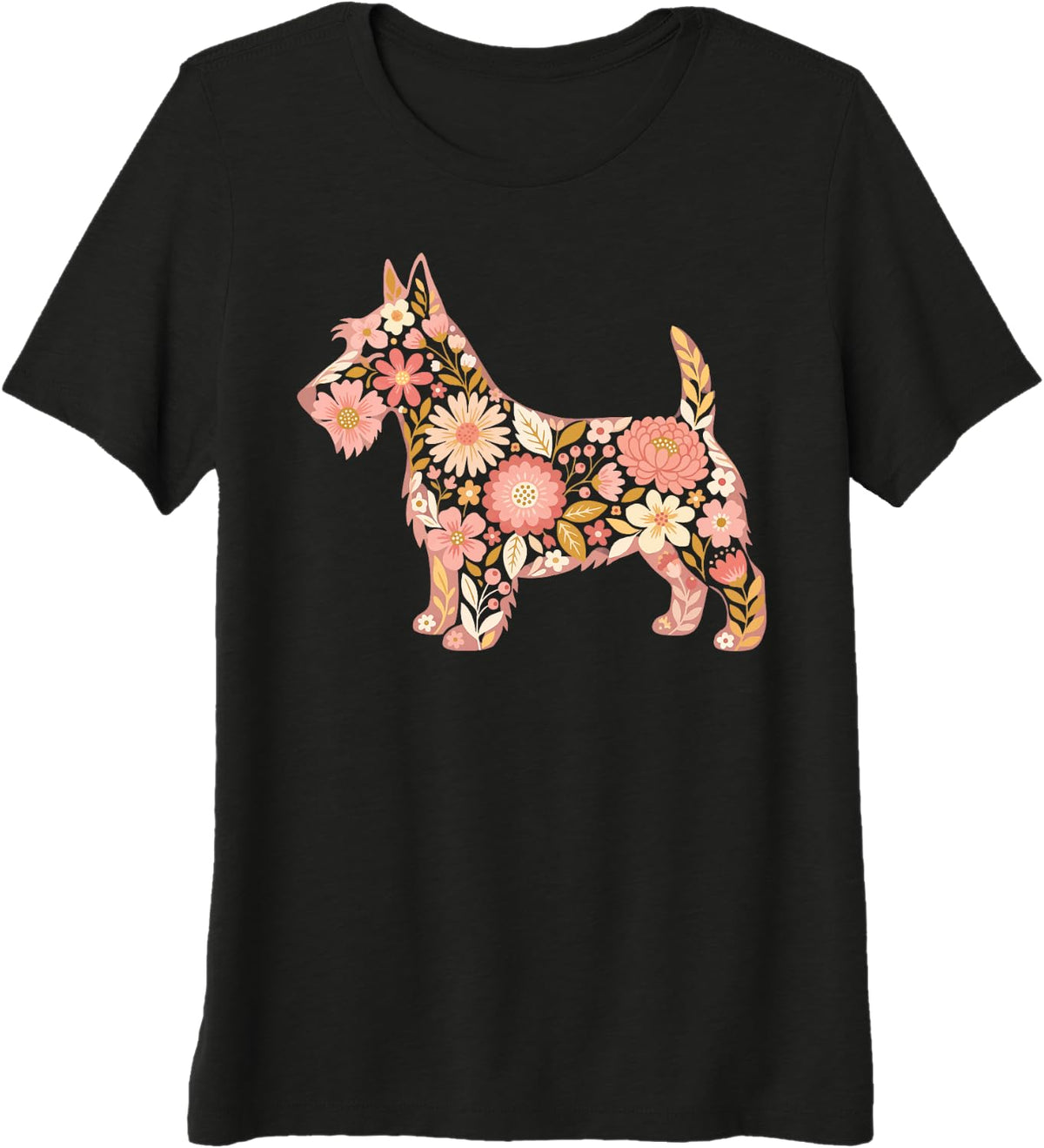 Scottish Terrier Floral Premium Tri-Blend T-Shirt - Black