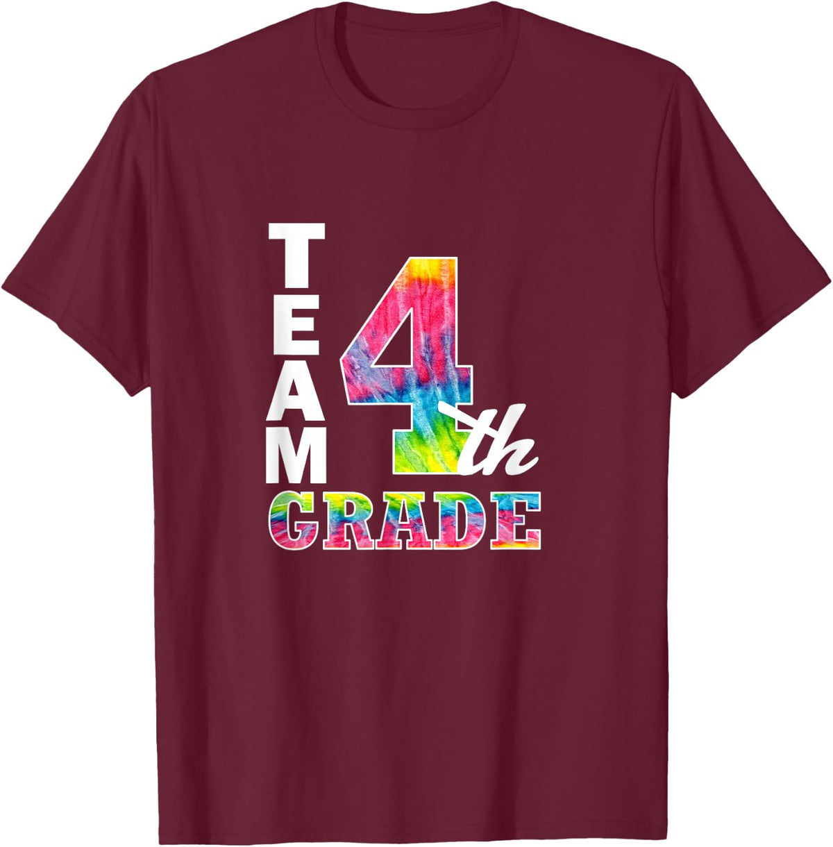 Team Fourth 4th Grade Cute Preppy Teacher Student School T-Shirt - Burgundy