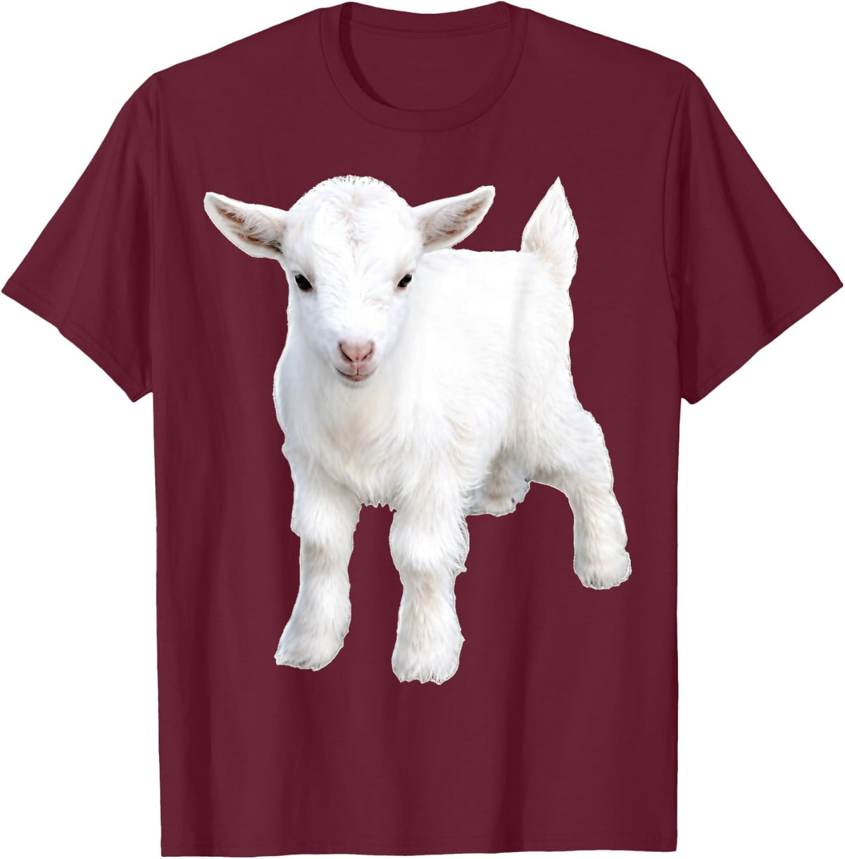 Baby Goat Funny Cute Farm Animal Design T-Shirt - Burgundy