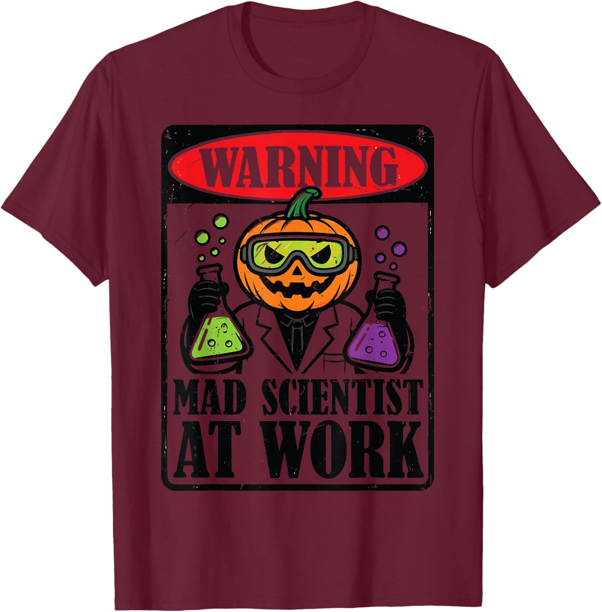 Pumpkin Science Teacher Halloween Costume Mad Scientist T-Shirt - Burgundy