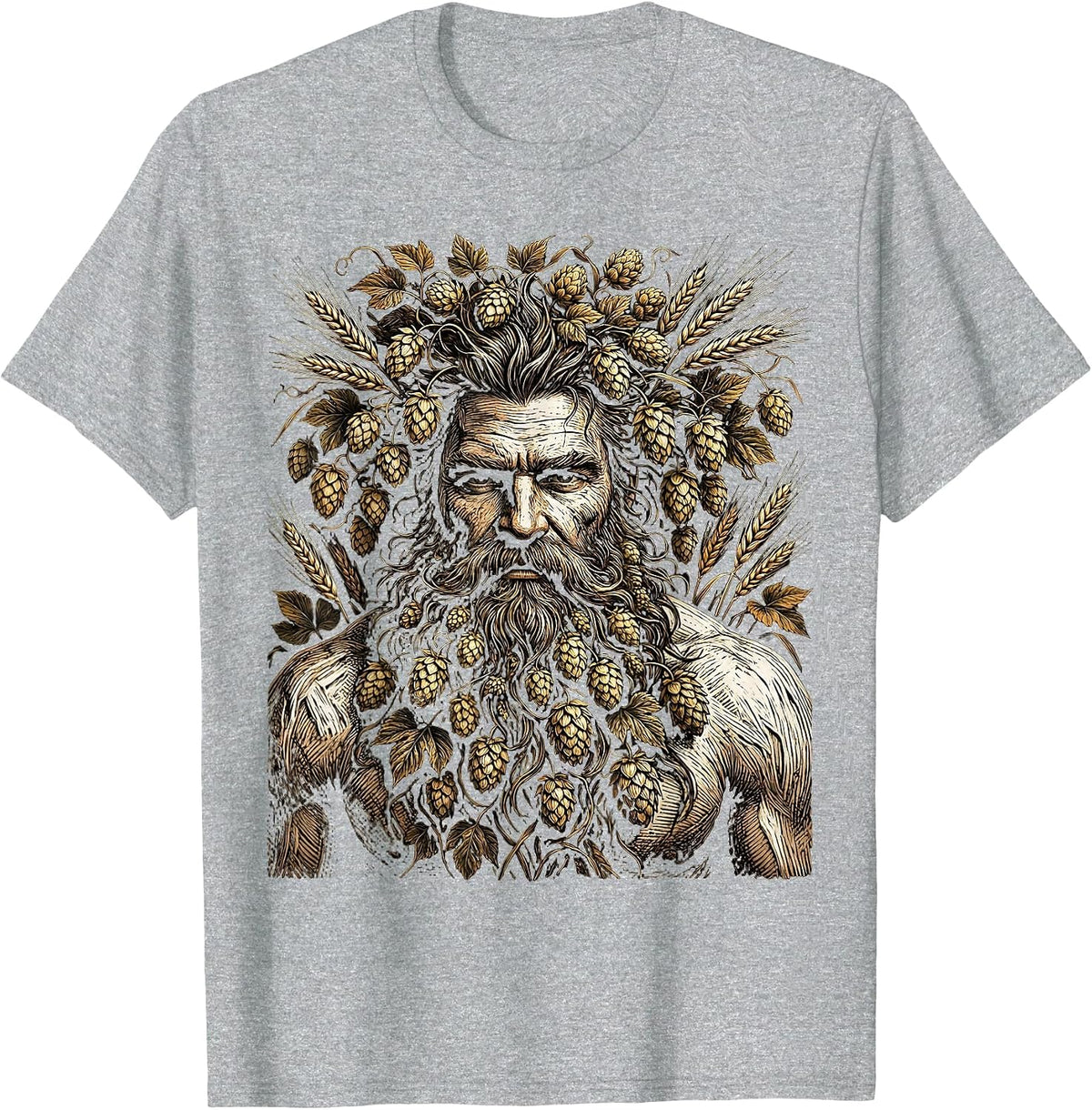 Men's Wild Beard Beer Lover Hops and Barley Graphic T-Shirt - Heather Grey