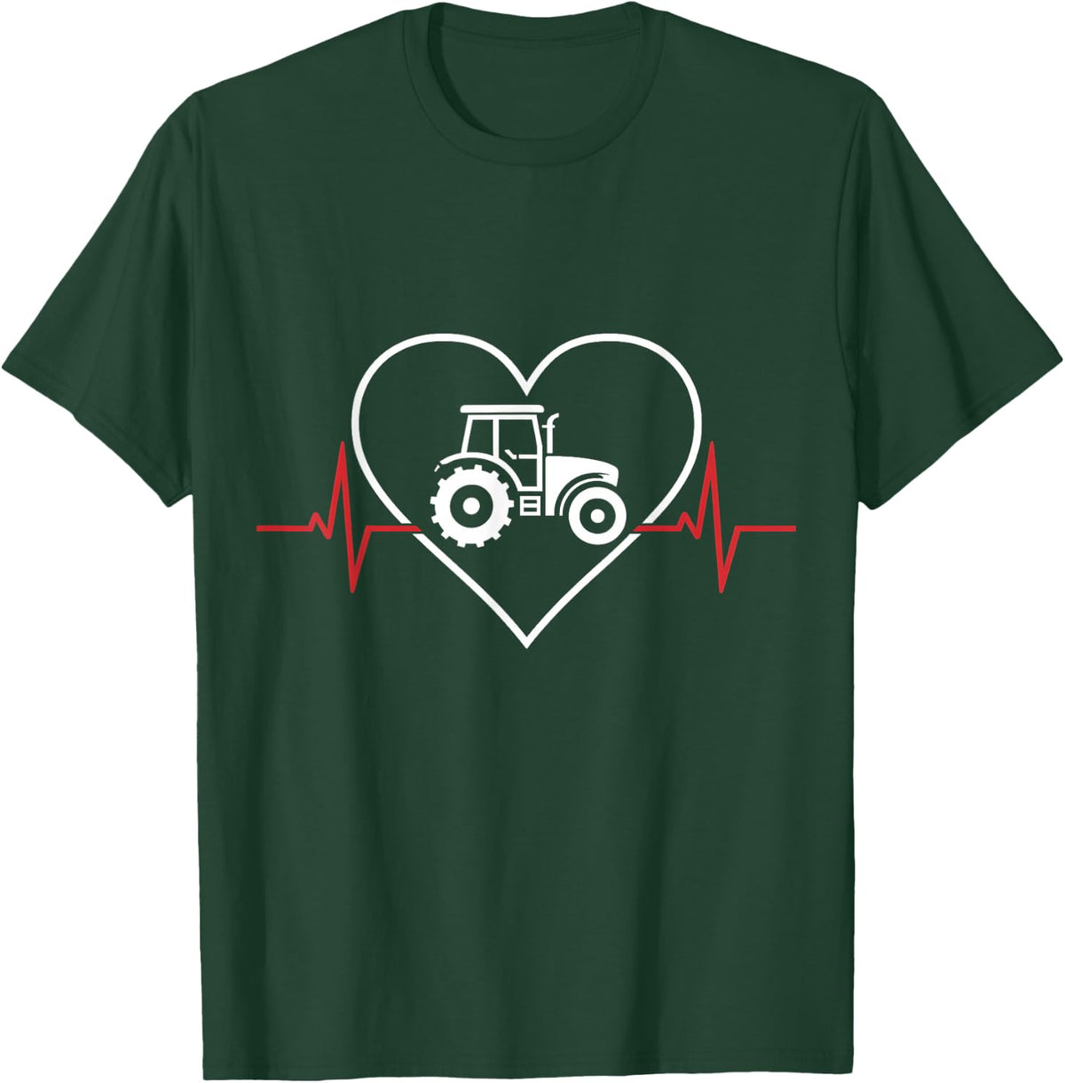 Tractor Heartbeat Love Pulse for Farmers and Lovers T-Shirt - Dark Green