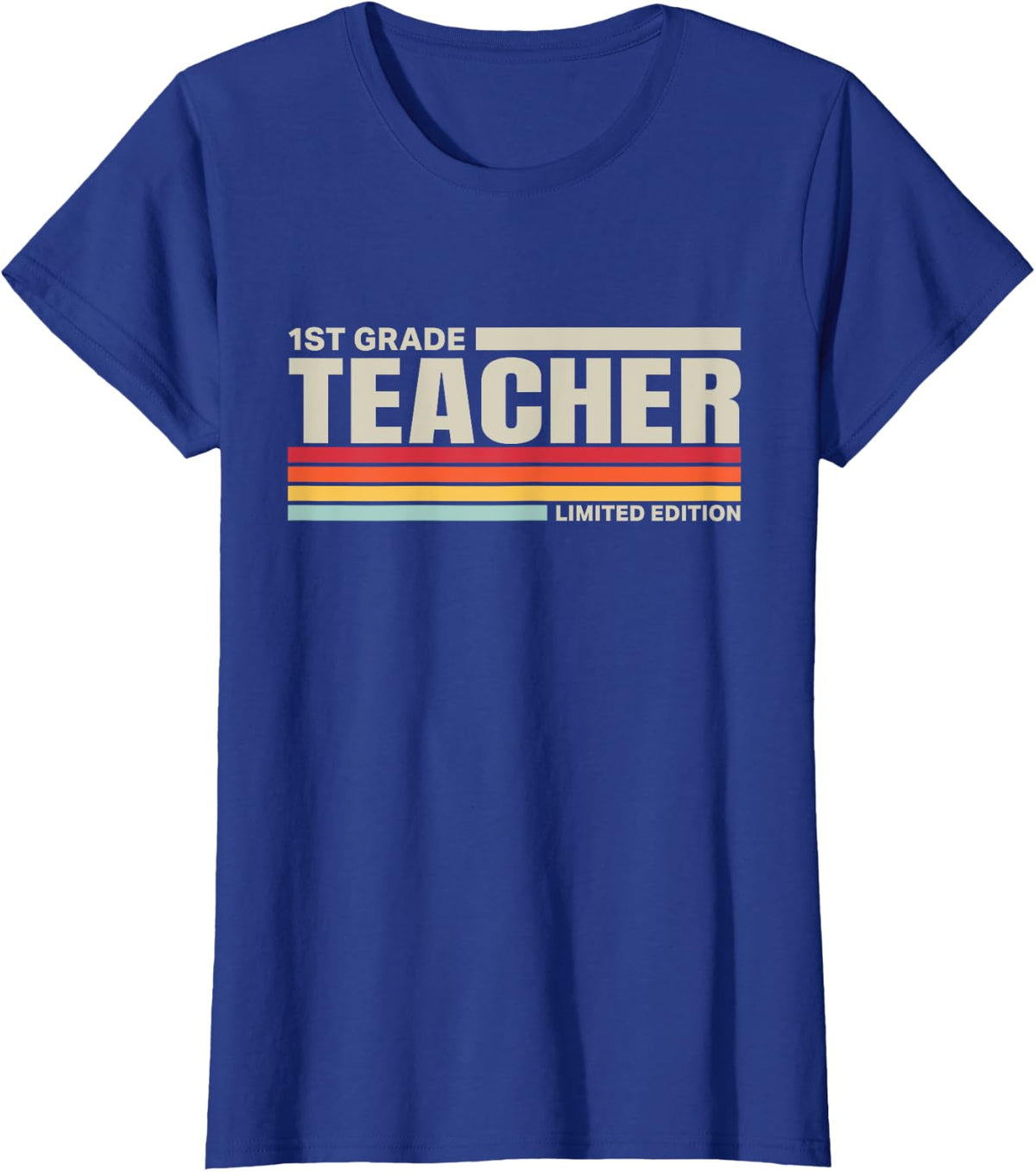 Retro 1st Grade Teacher School T-Shirt - Royal Blue